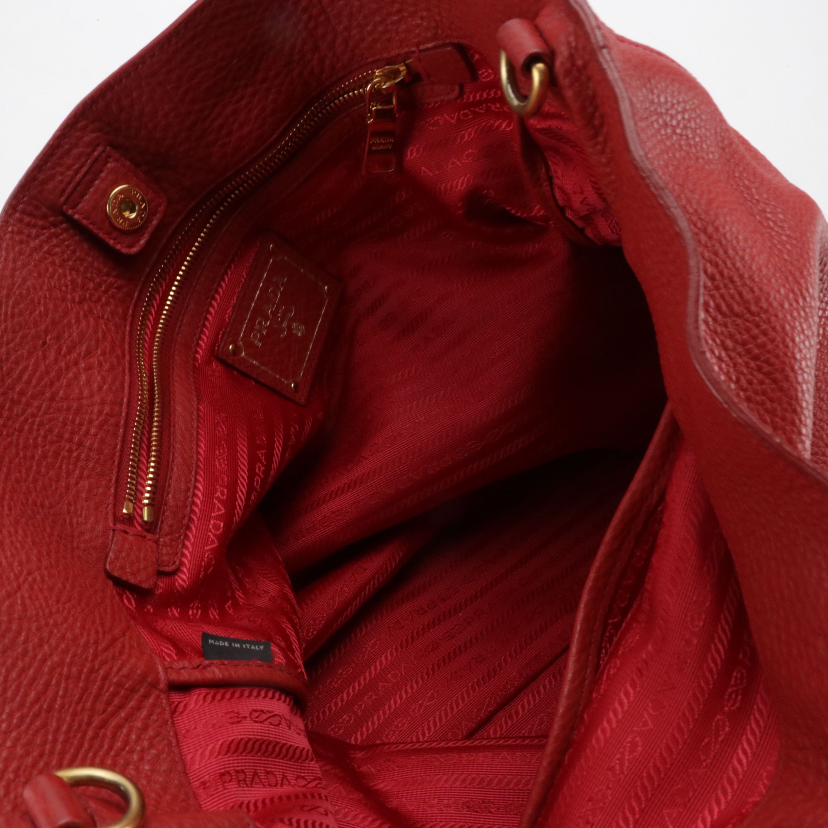 Prada Two Way Tote in Red Leather
