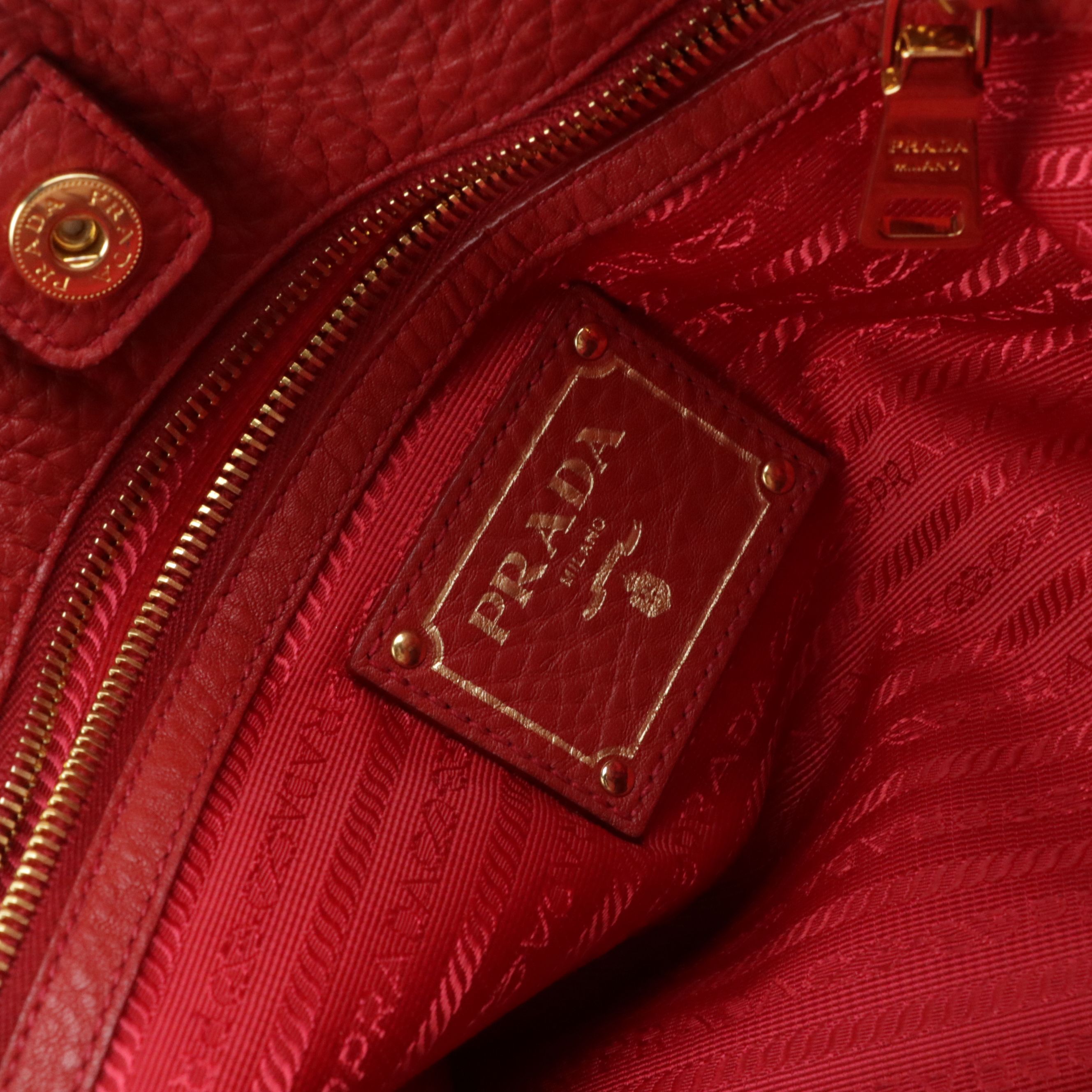 Prada Two Way Tote in Red Leather