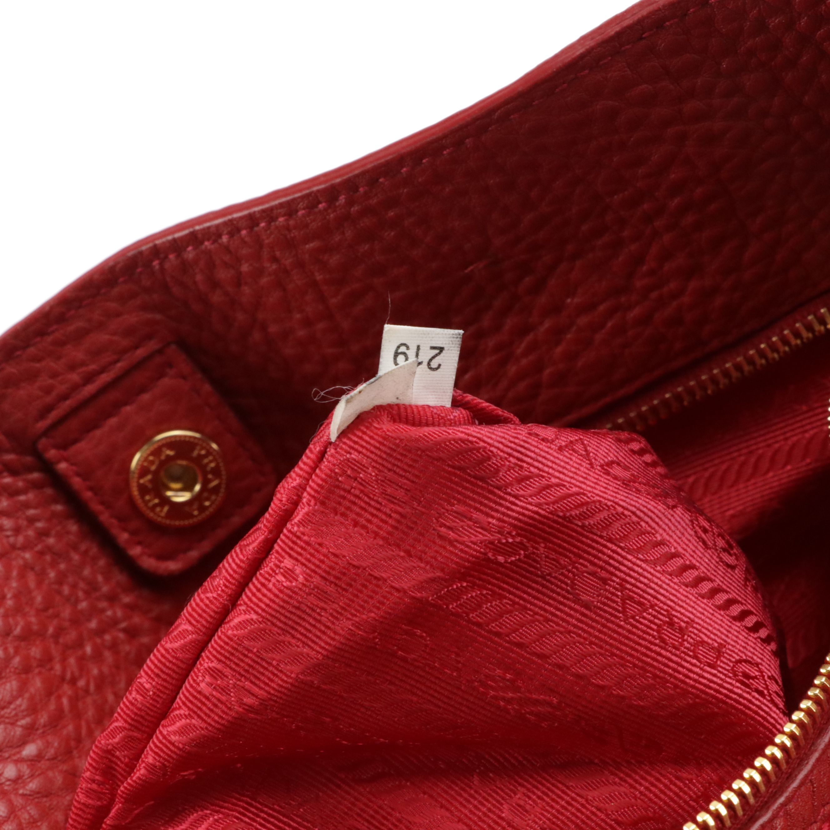 Prada Two Way Tote in Red Leather
