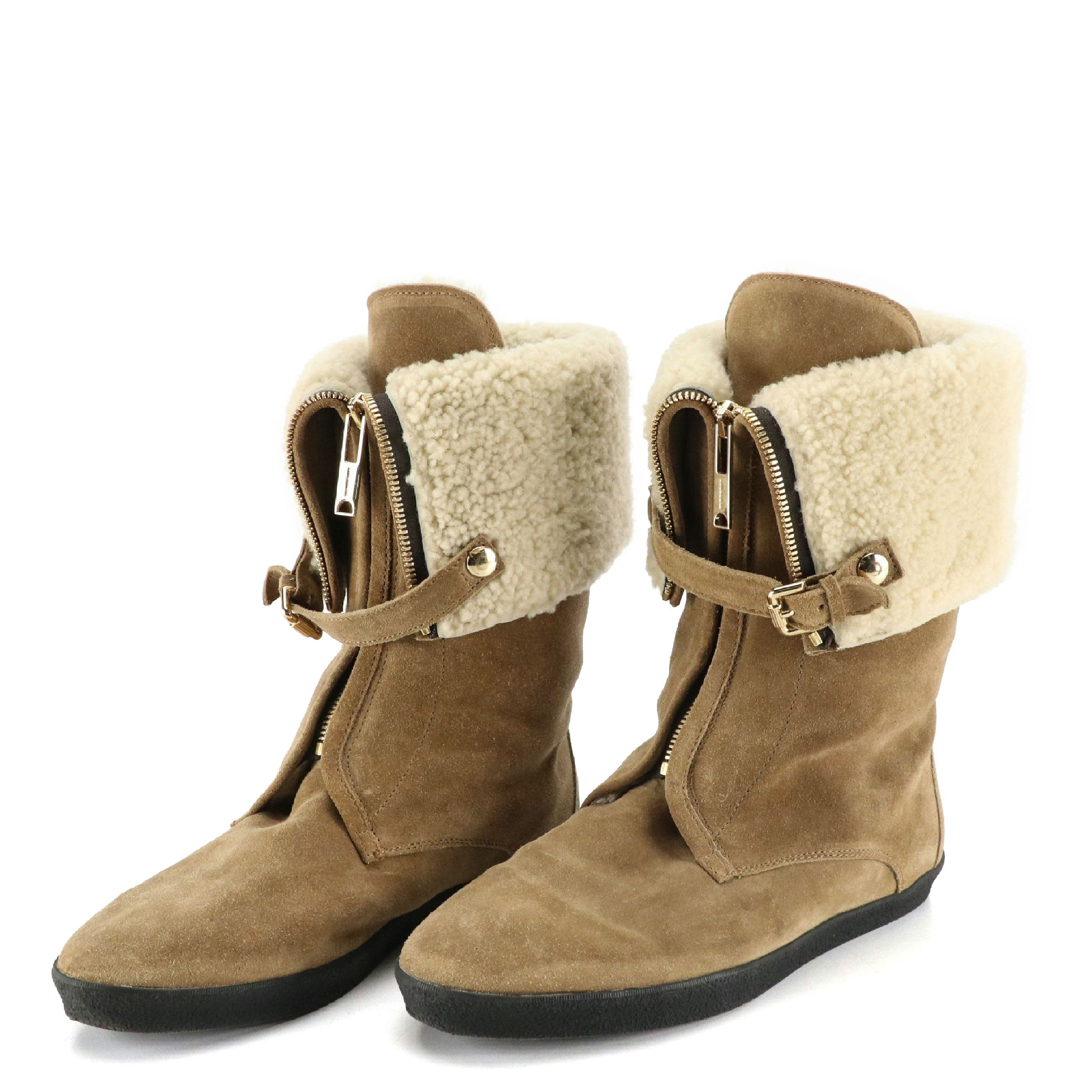 Burberry Zipper Ankle Boots in Shearling Suede