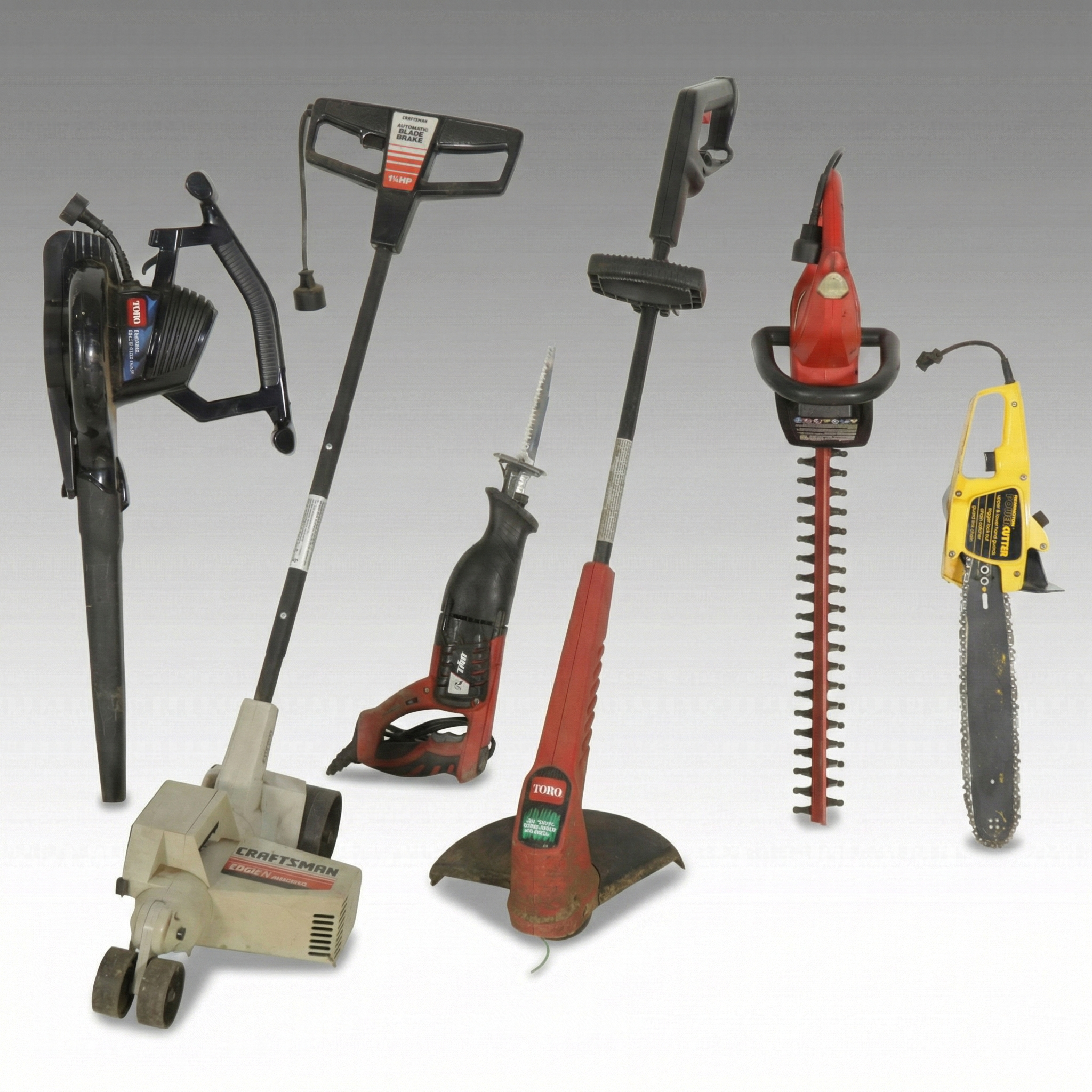 Corded Electric Lawn Tools with Edge Trimmer, Blower, and Saws