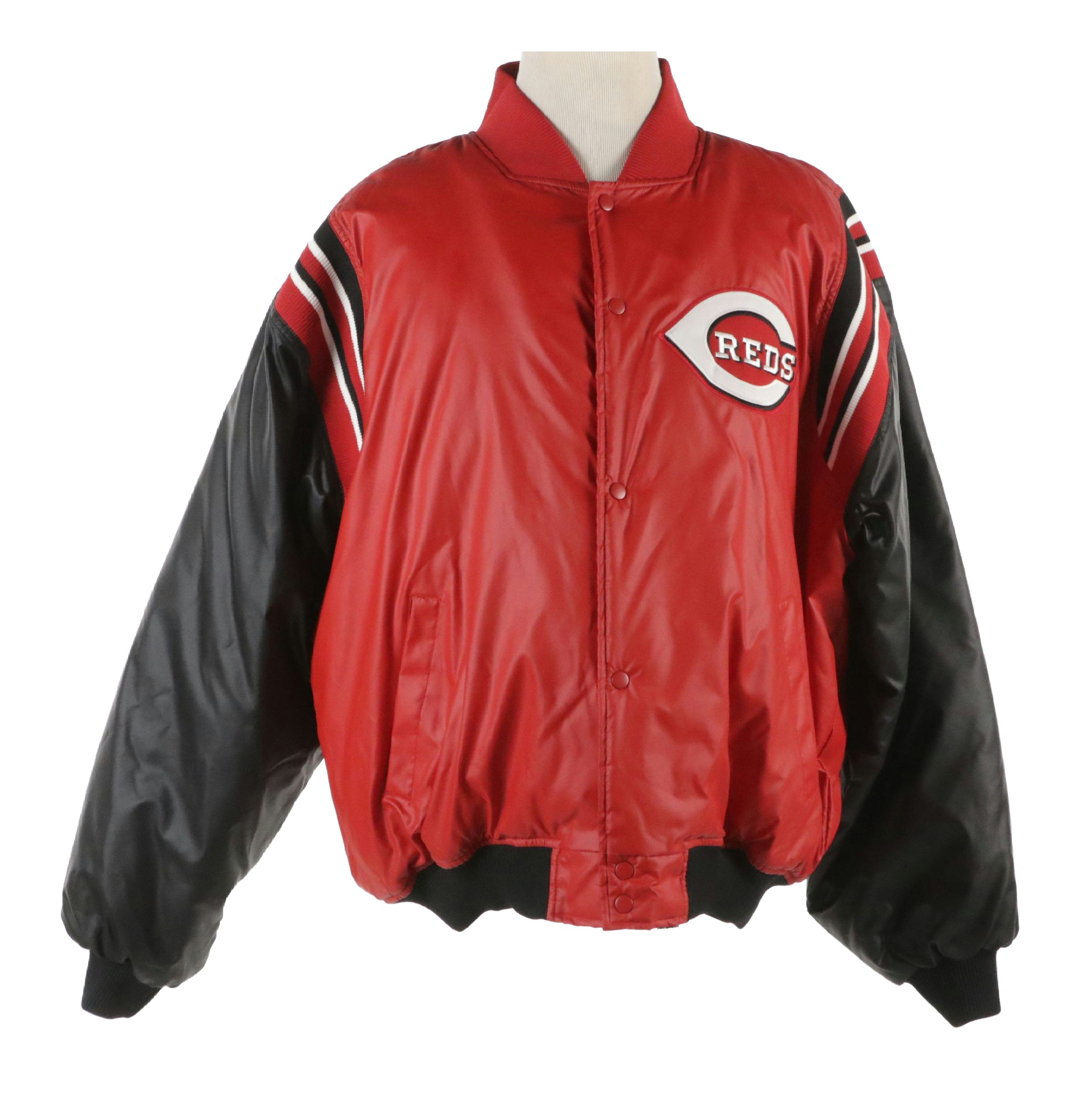 Men's Majestic MLB Cincinnati Reds Waxed Nylon Baseball Jacket