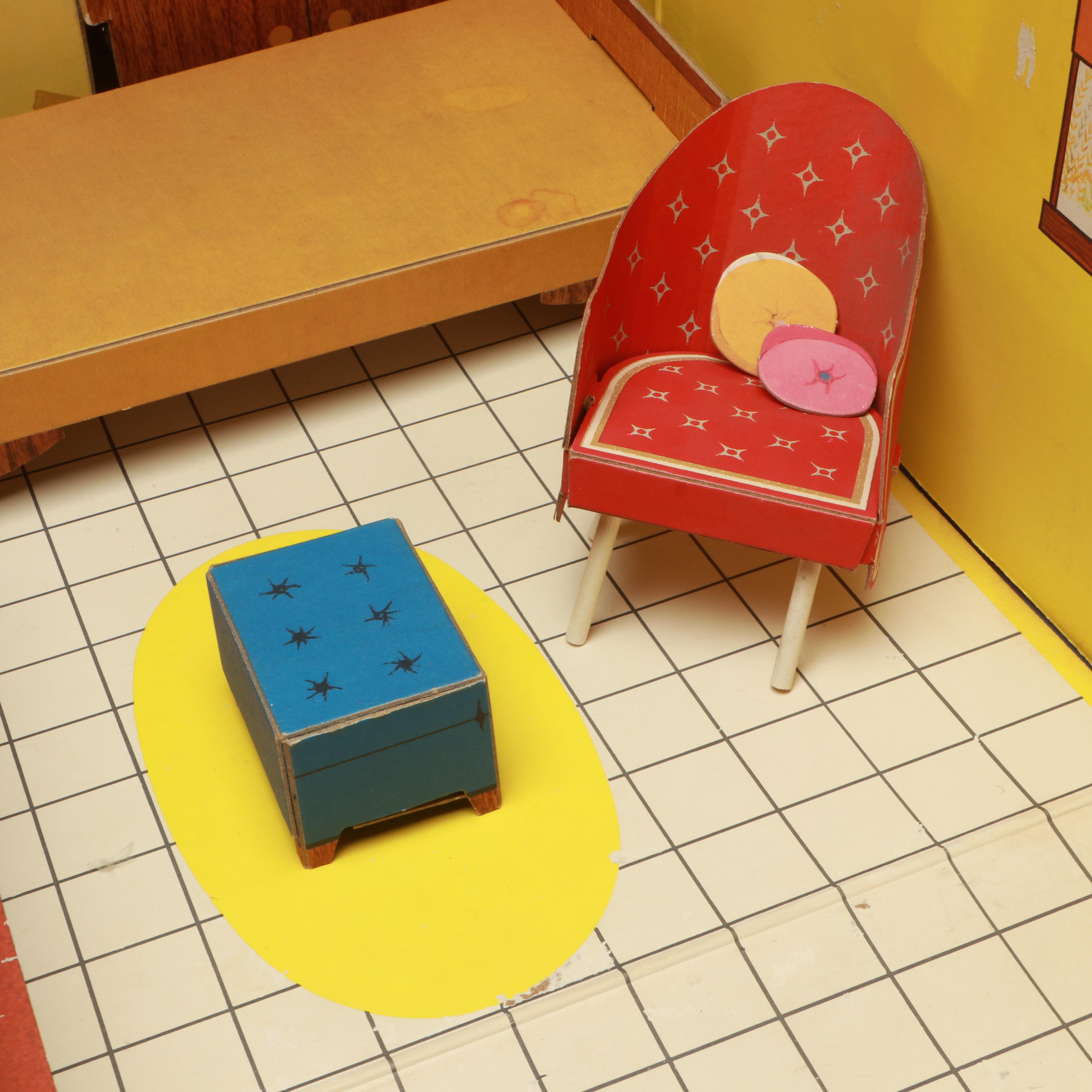 Mattel "Barbie's Dream House" Cardboard Dollhouse with Furniture, 1962