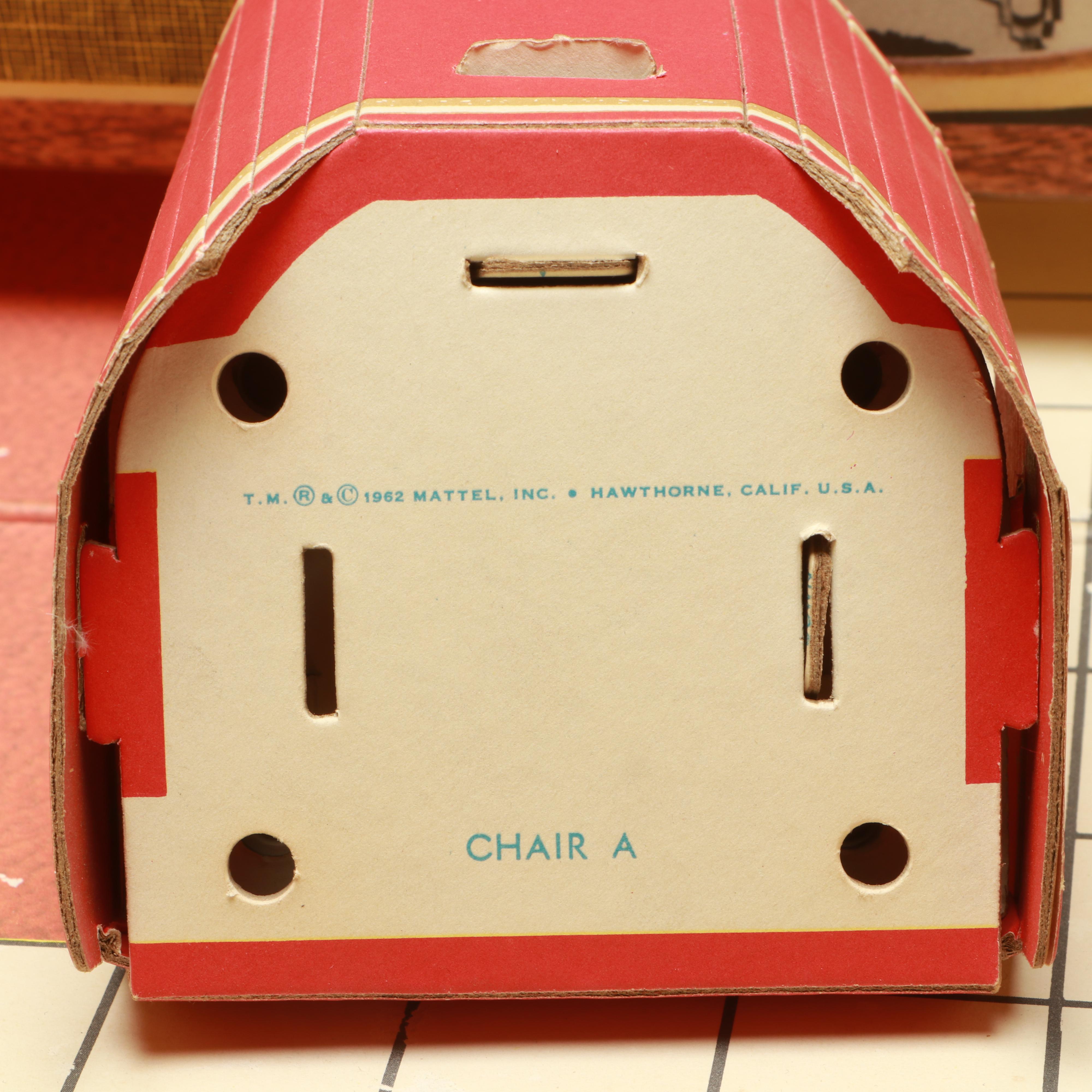 Mattel "Barbie's Dream House" Cardboard Dollhouse with Furniture, 1962