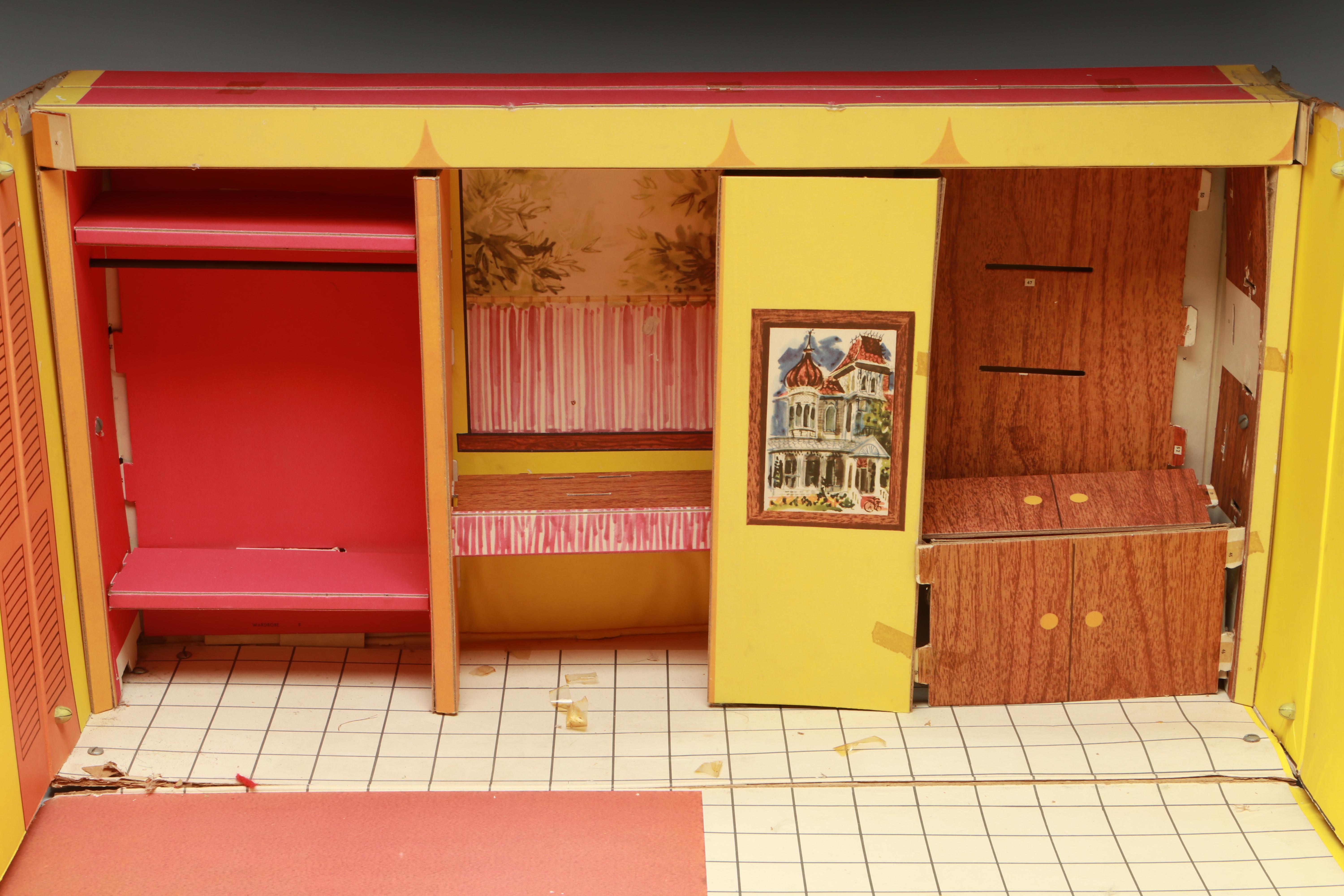 Mattel "Barbie's Dream House" Cardboard Dollhouse with Furniture, 1962