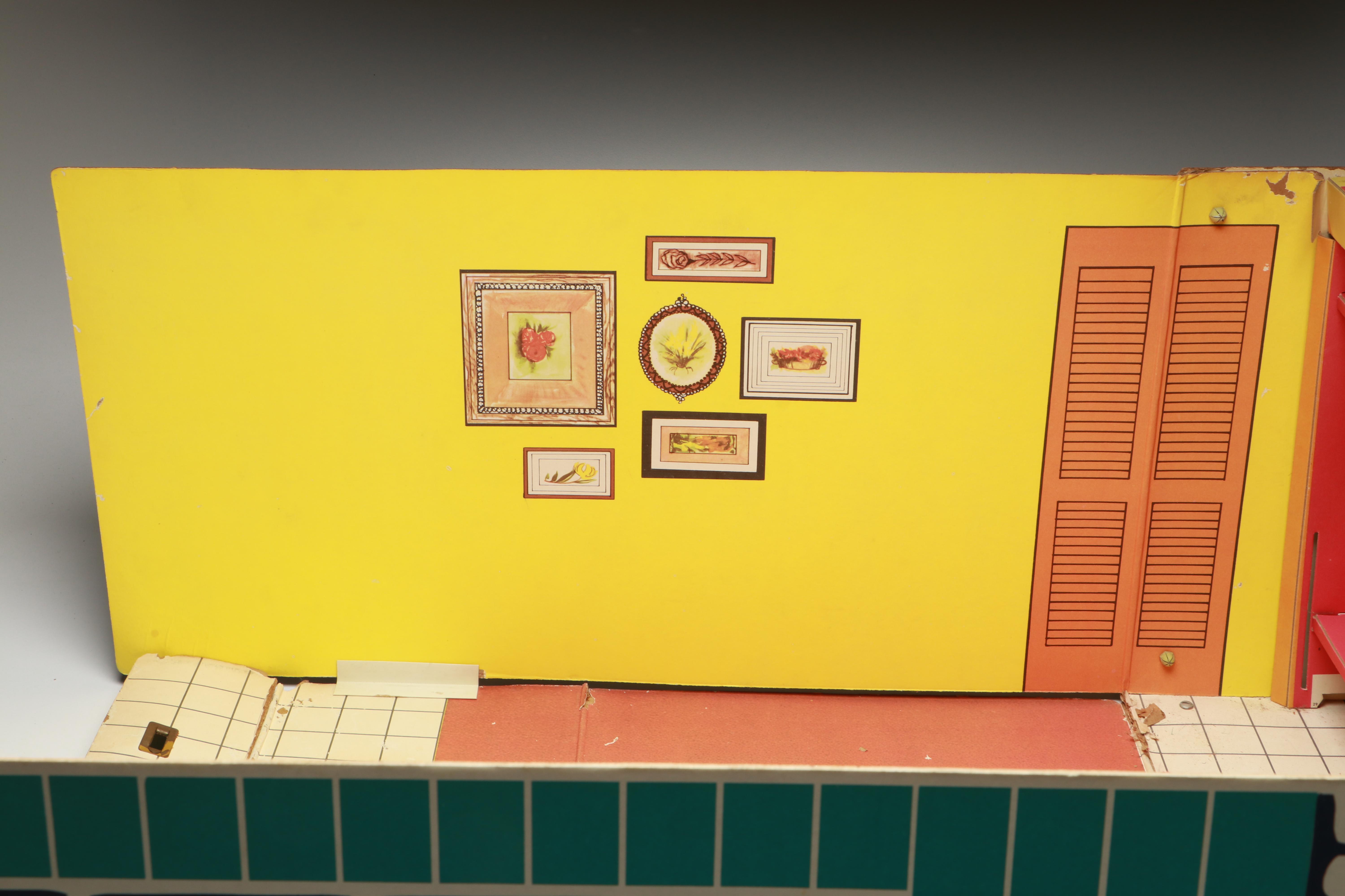 Mattel "Barbie's Dream House" Cardboard Dollhouse with Furniture, 1962