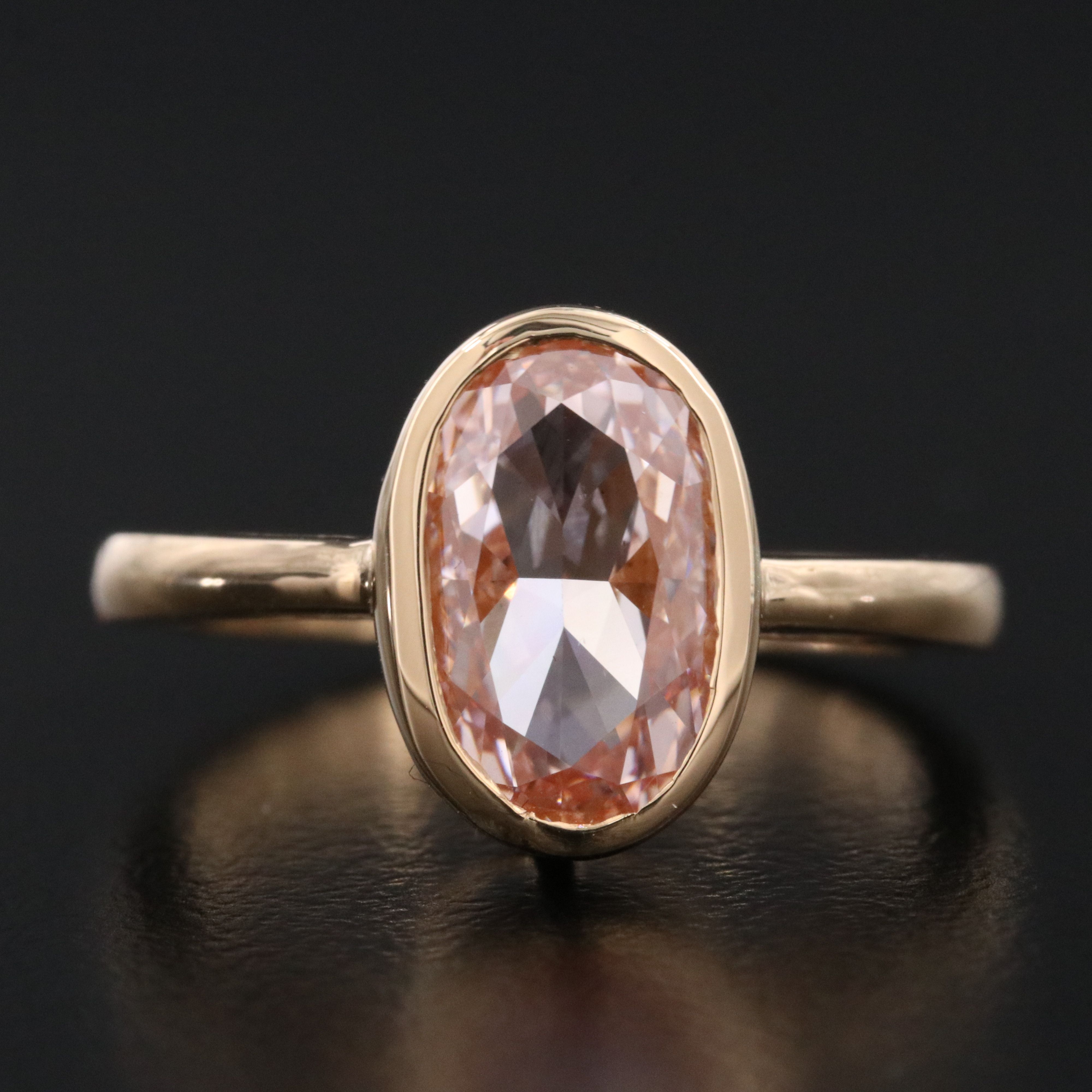 18K 3.00 CT Lab Grown Fancy Pink Diamond Solitaire Ring with IGI Report