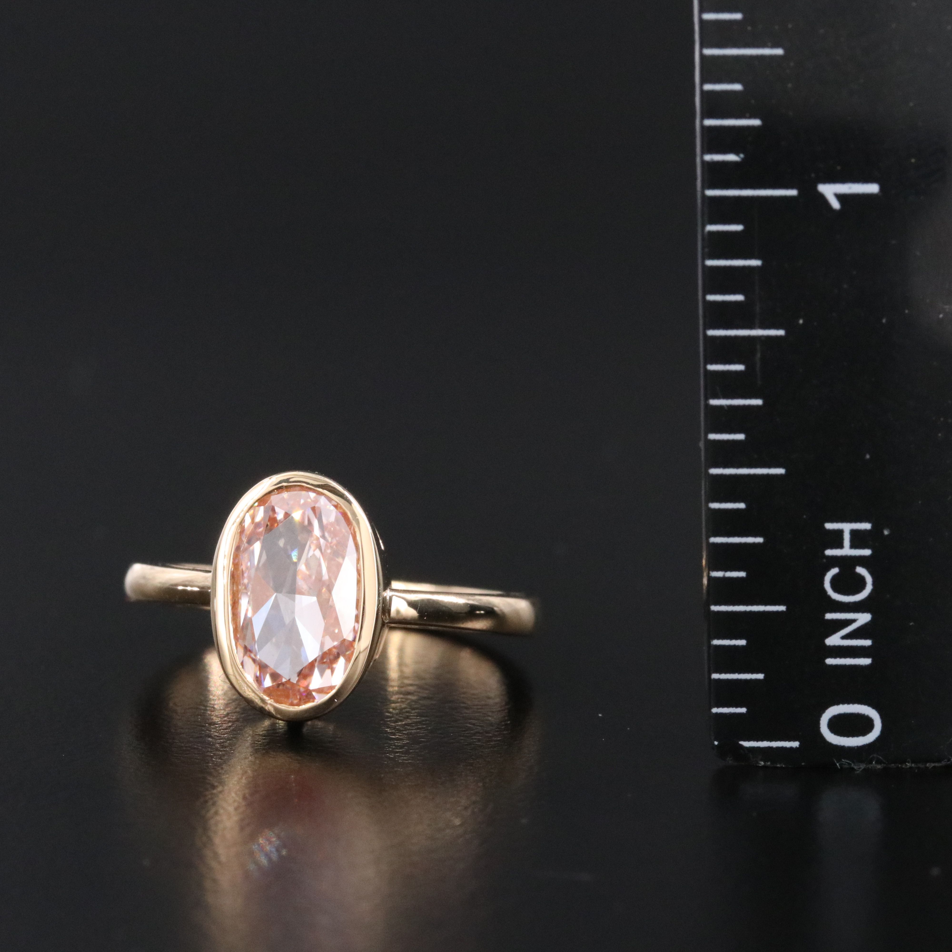18K 3.00 CT Lab Grown Fancy Pink Diamond Solitaire Ring with IGI Report