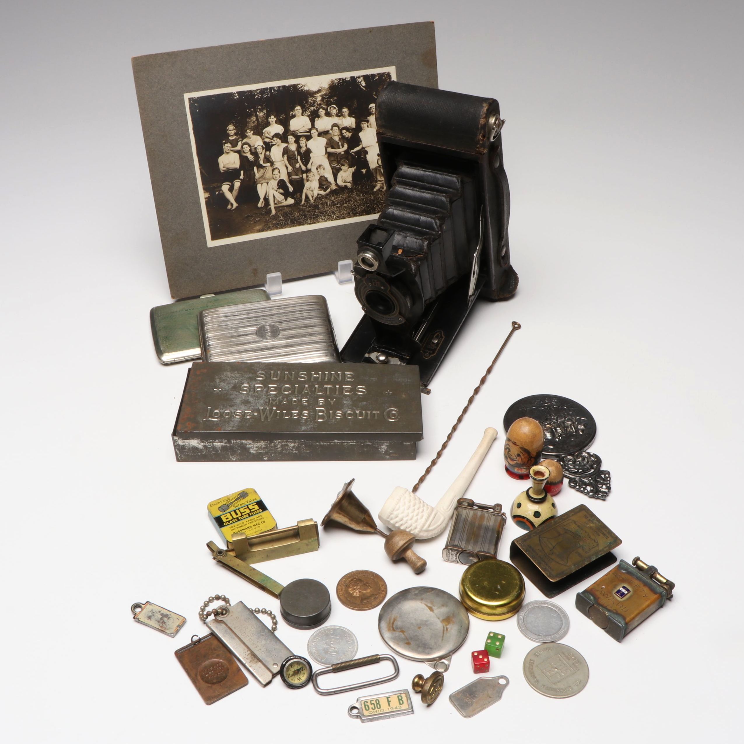 Kodak Brownie No. 2 with Lighters, Cigarette Case and More, Antique