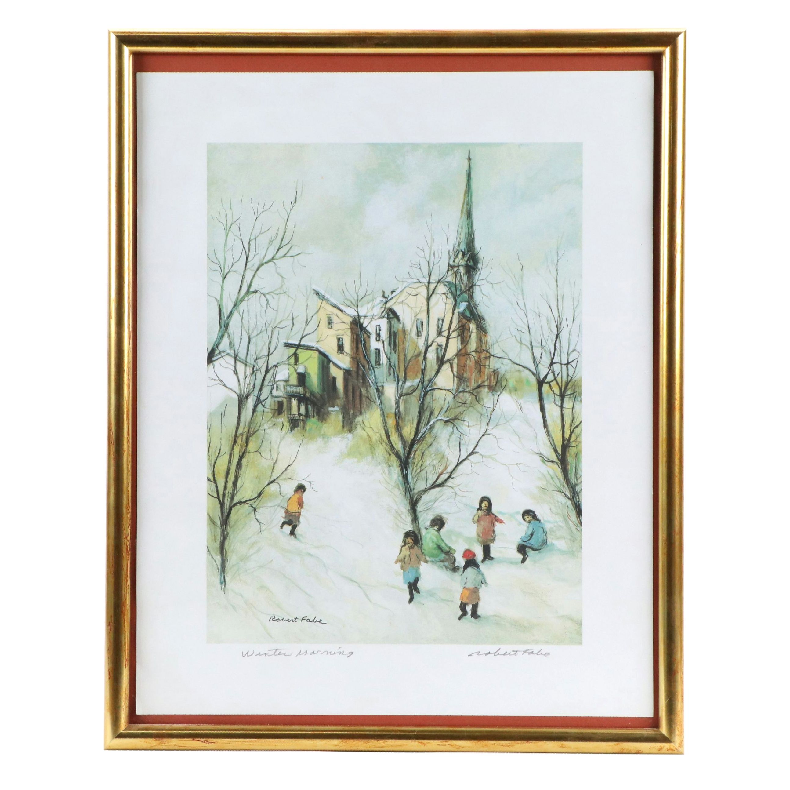 Robert Fabe Offset Lithograph "Winter Morning," Mid to Late 20th Century