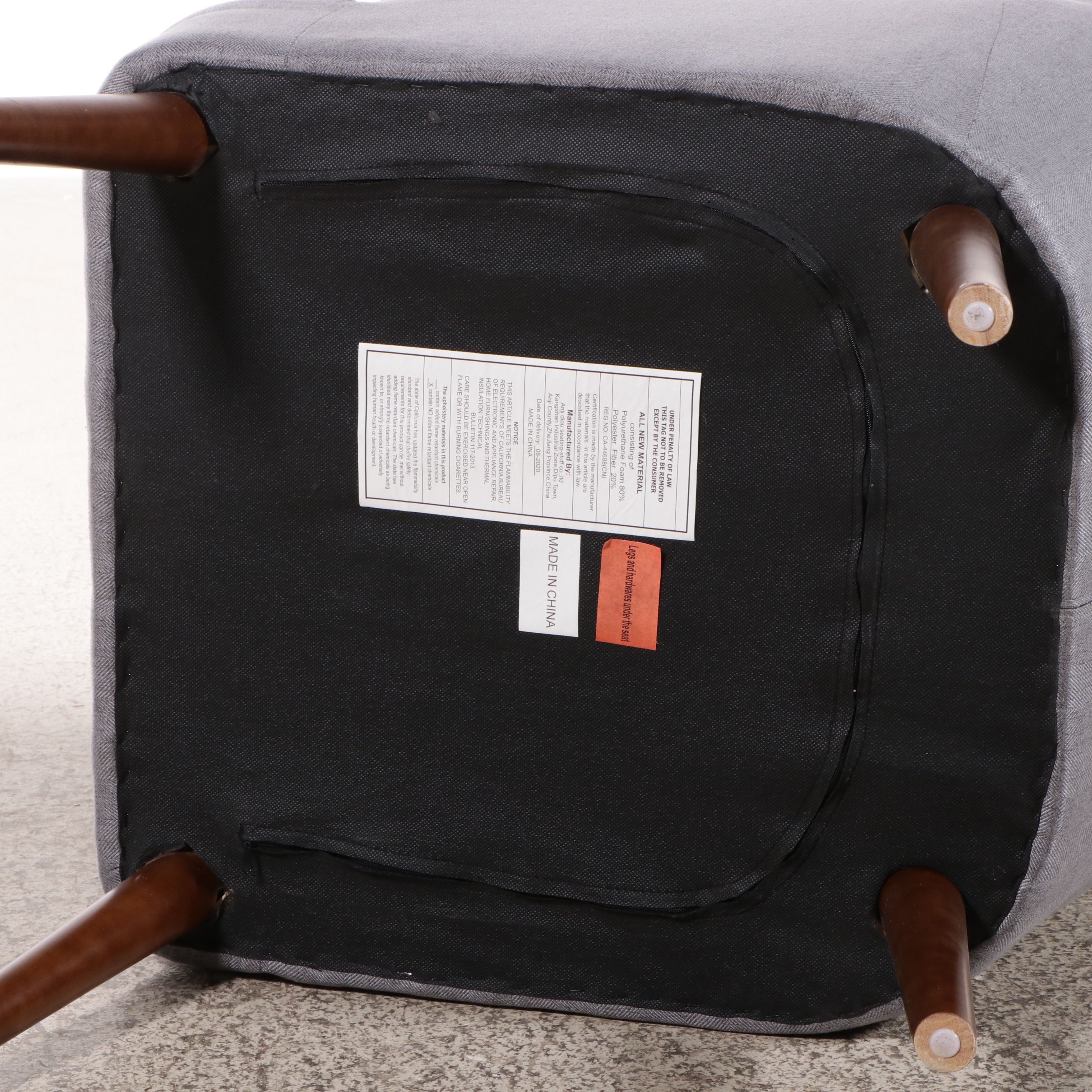 Contemporary Mid-Century Style Button Tufted Upholstered Armchair