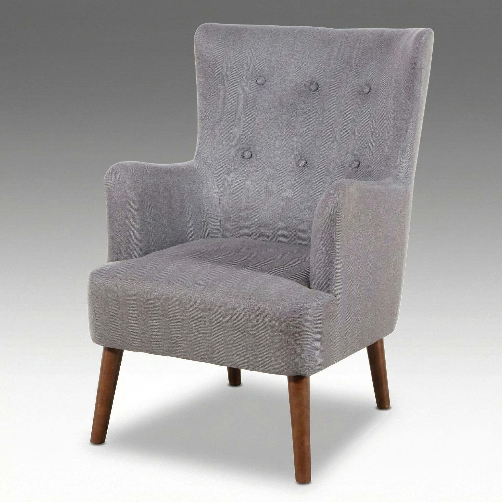 Contemporary Mid-Century Style Button Tufted Upholstered Armchair