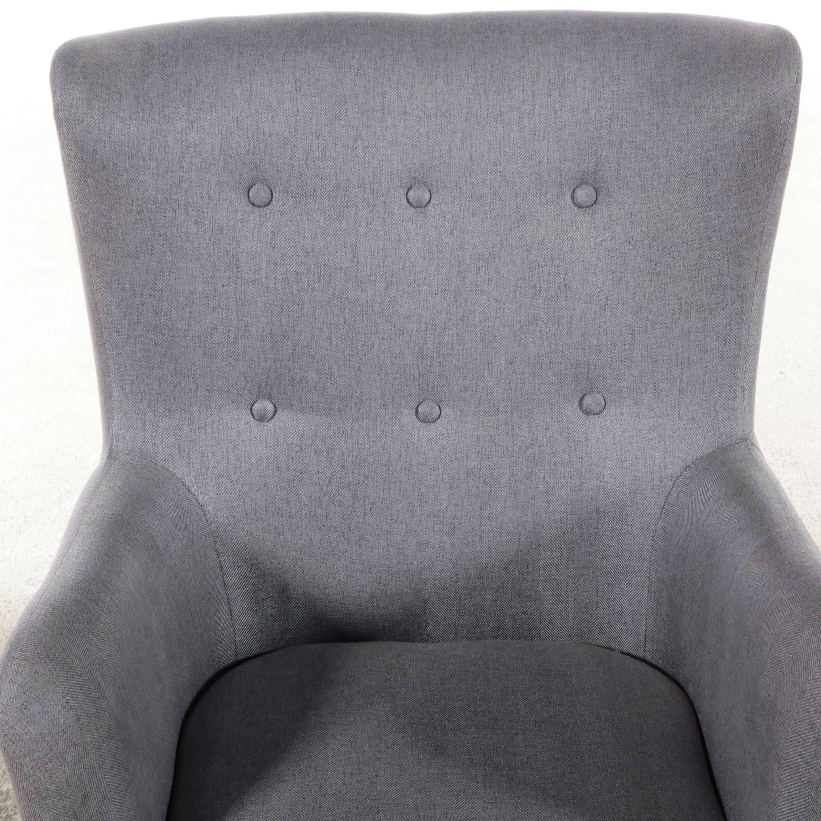 Contemporary Mid-Century Style Button Tufted Upholstered Armchair