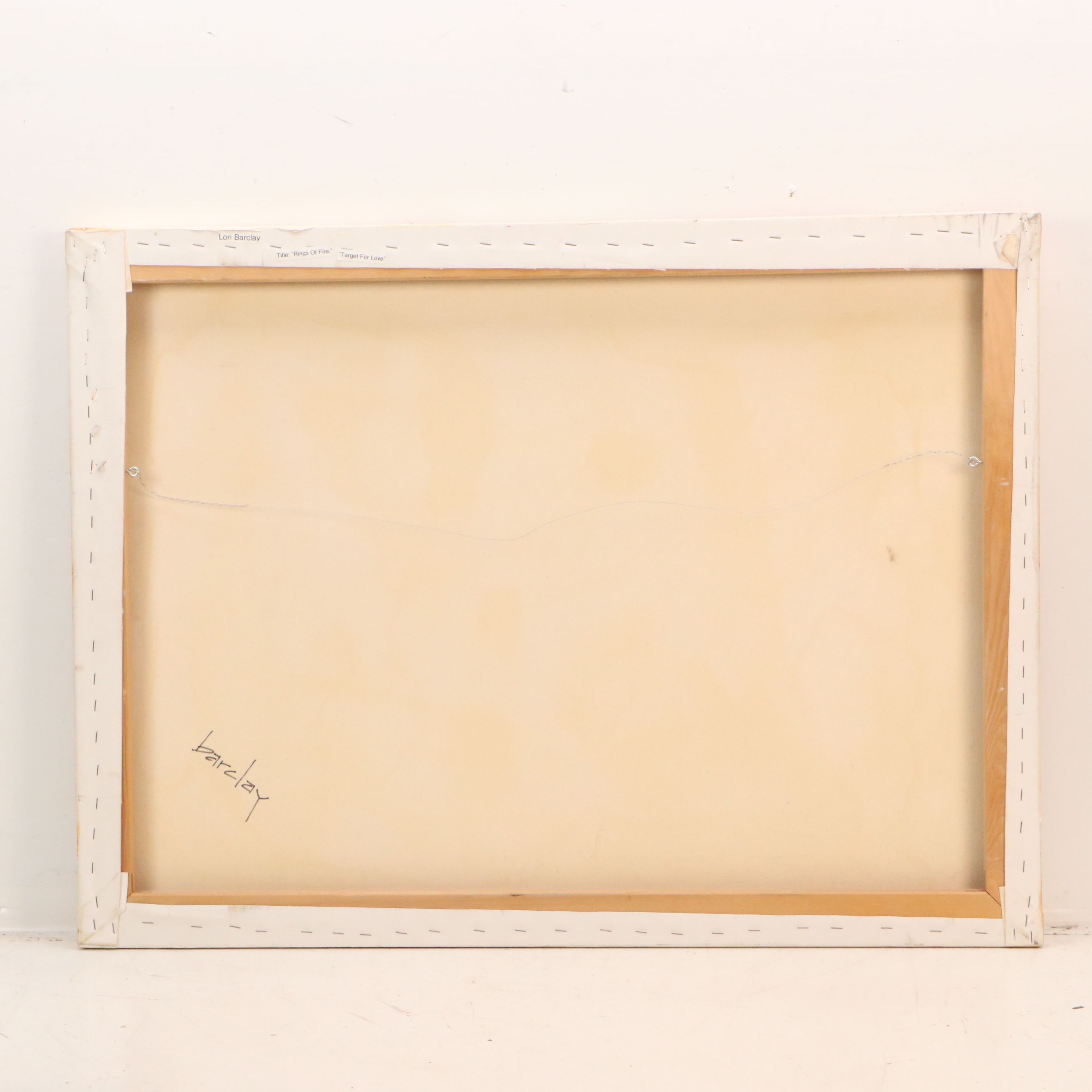 Lori Barclay Surrealist Oil Painting "Target For Love," Circa 2000