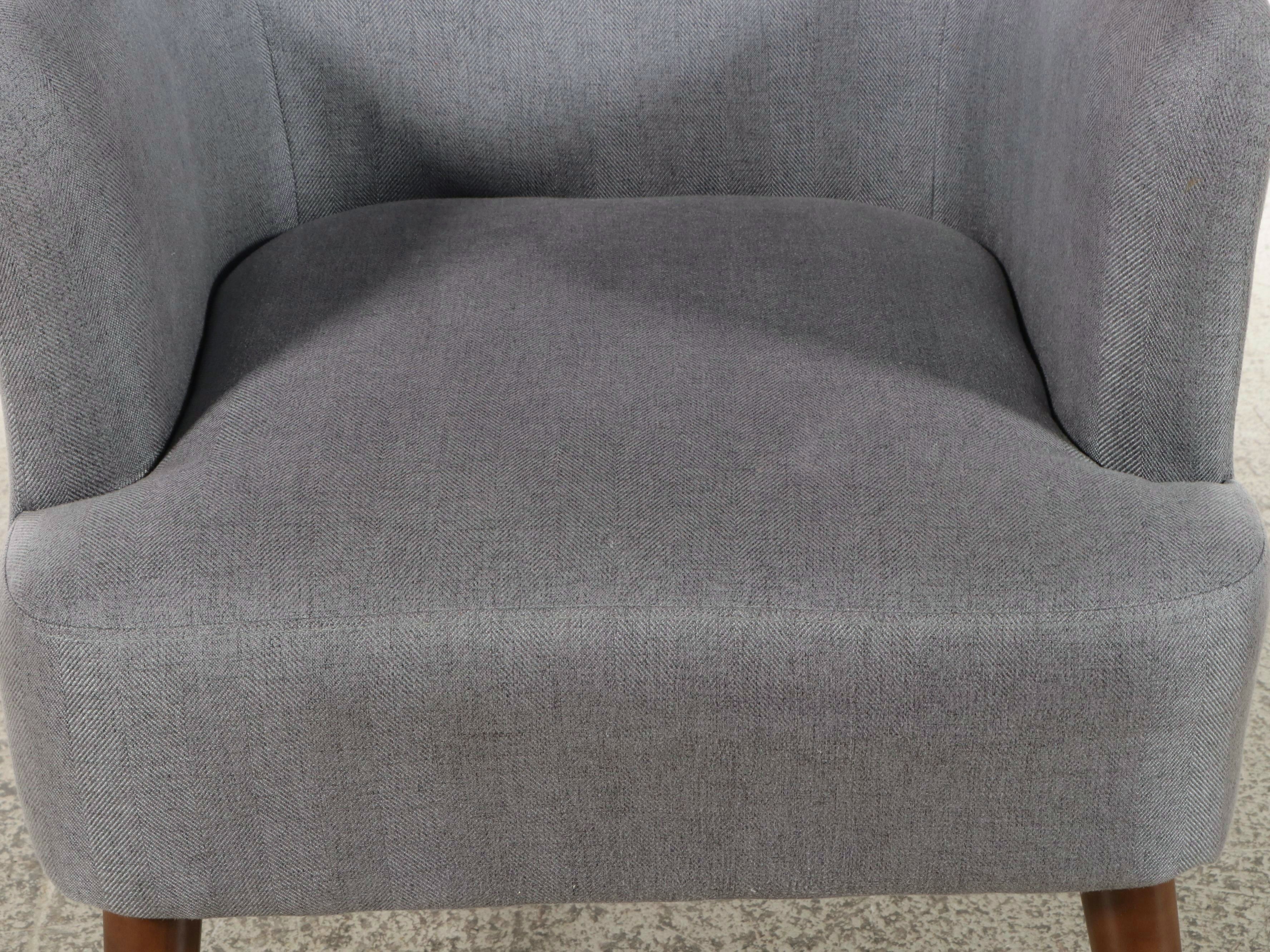 Contemporary Mid-Century Style Button Tufted Upholstered Armchair