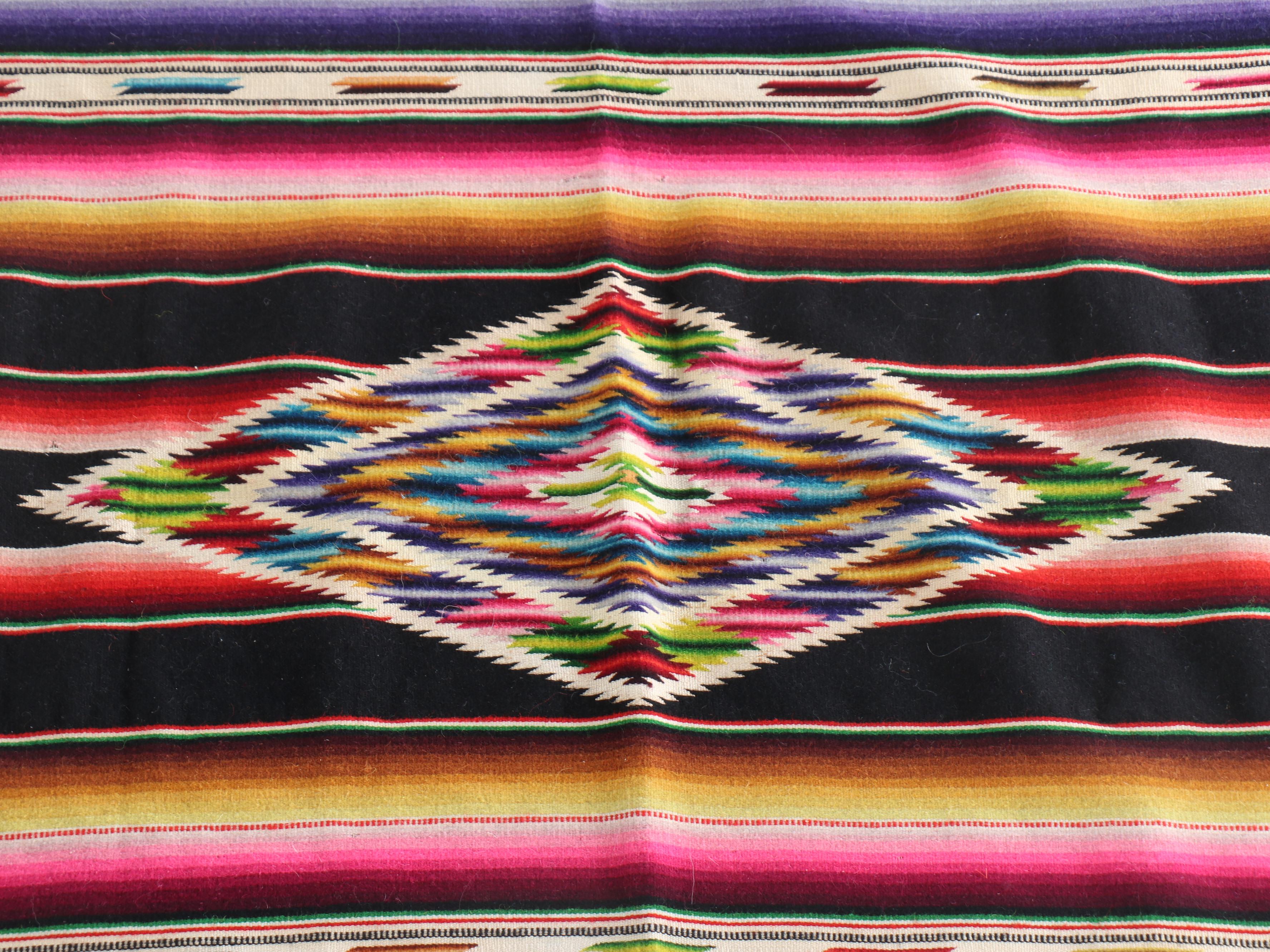 Diamond Patterned Wool Serape and Table Mats