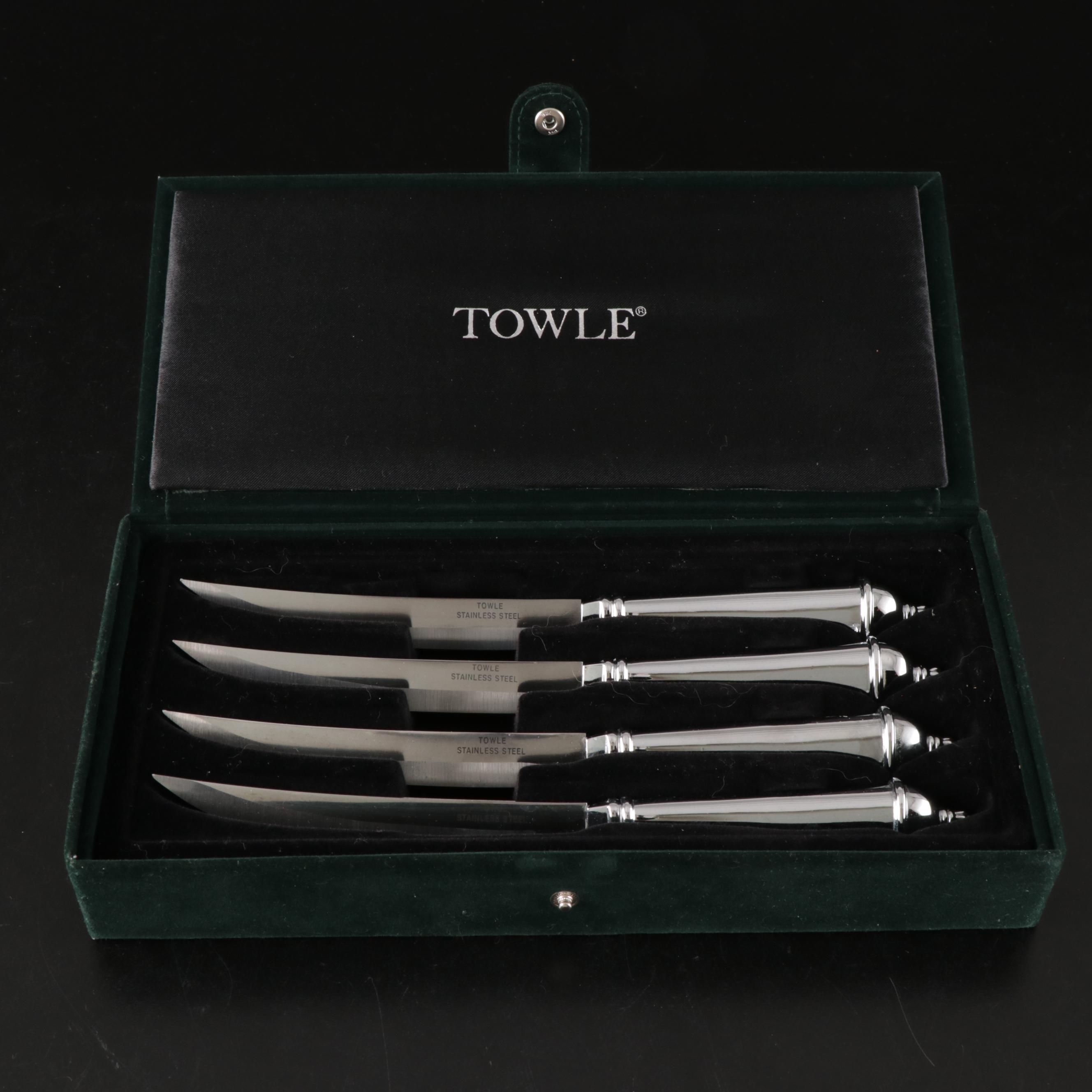 Judith Kruger Grainware "Tiara" Ice Bucket with Towle Knives and Other Bowls