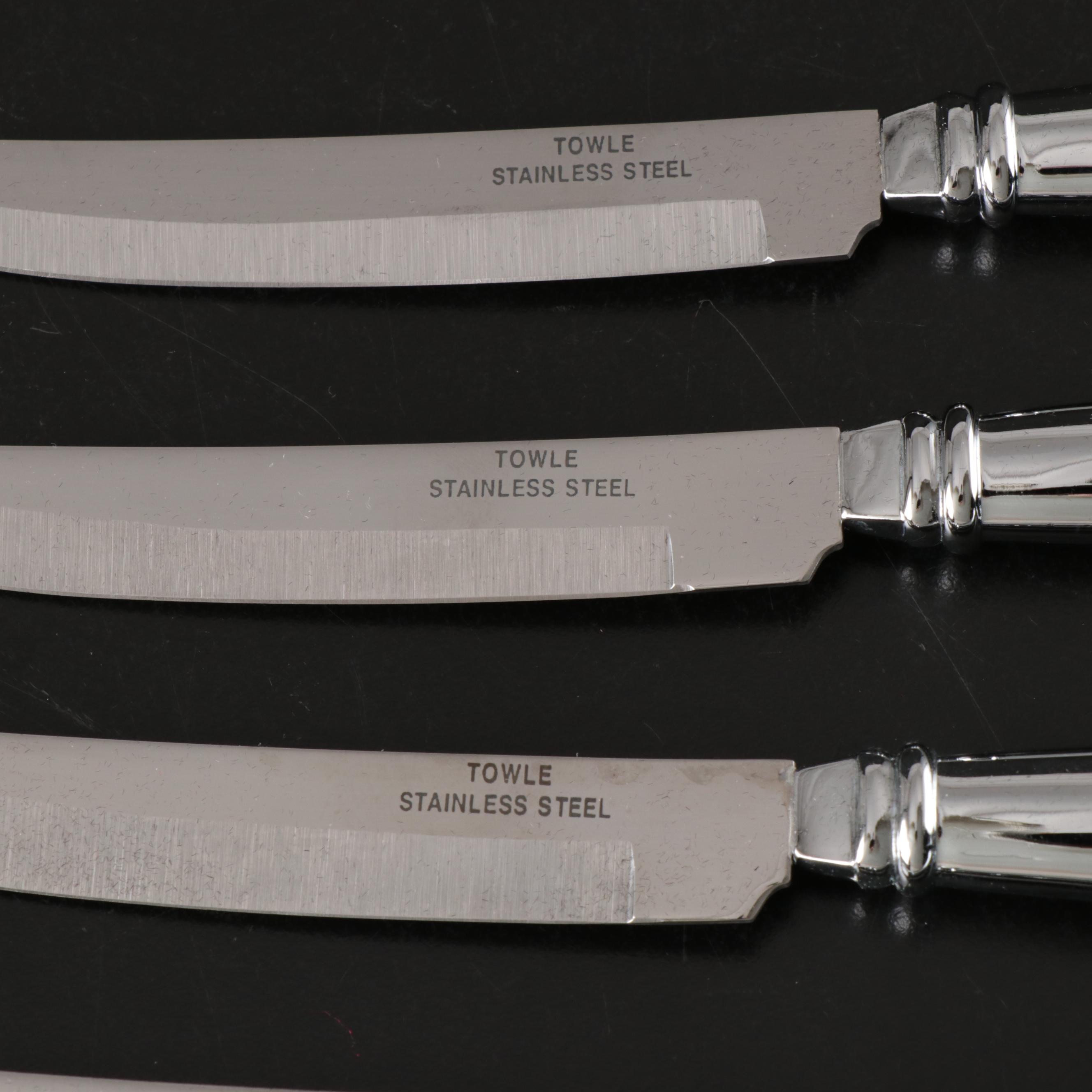 Judith Kruger Grainware "Tiara" Ice Bucket with Towle Knives and Other Bowls