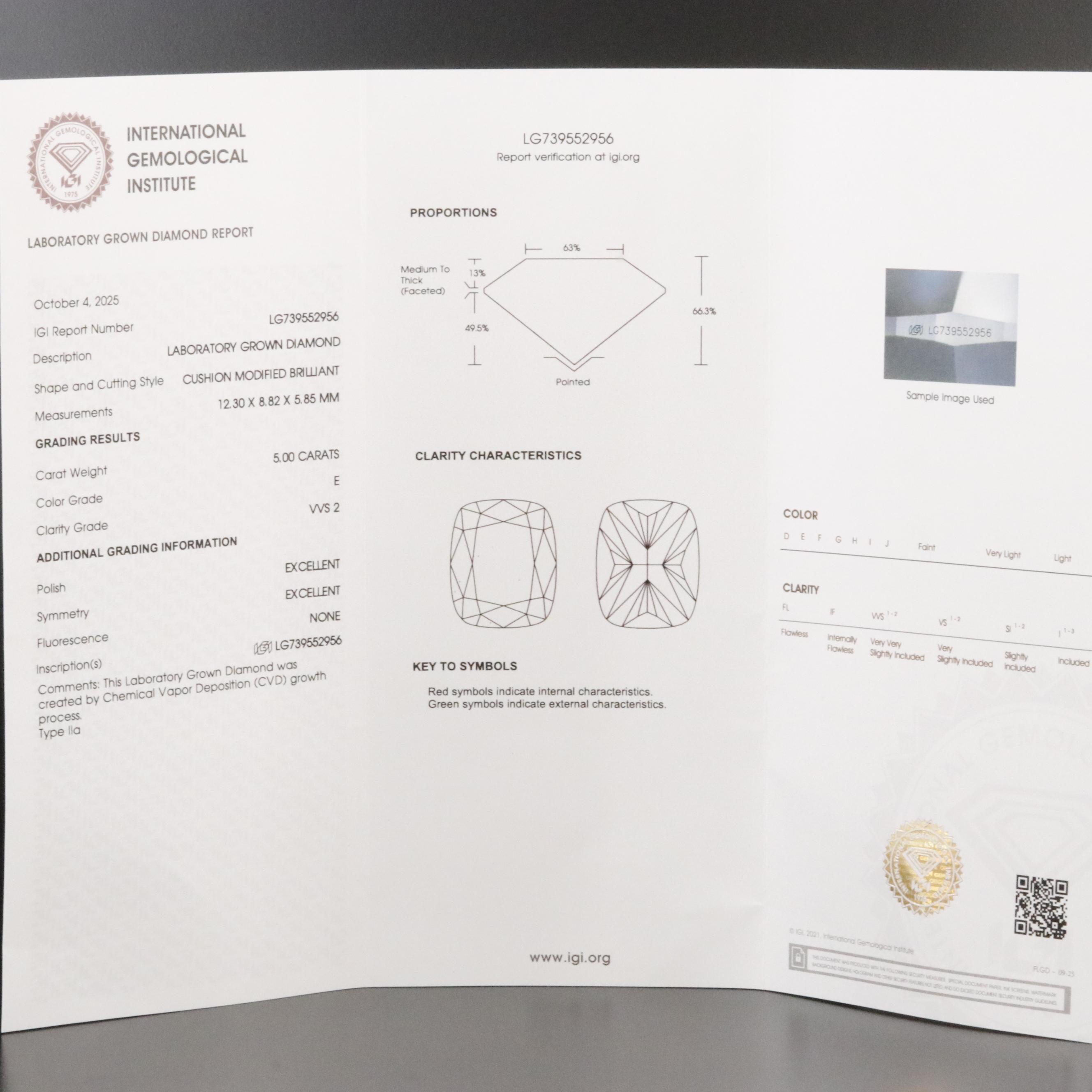 14K 5.18 CTW Lab Grown Diamond Ring with IGI Report