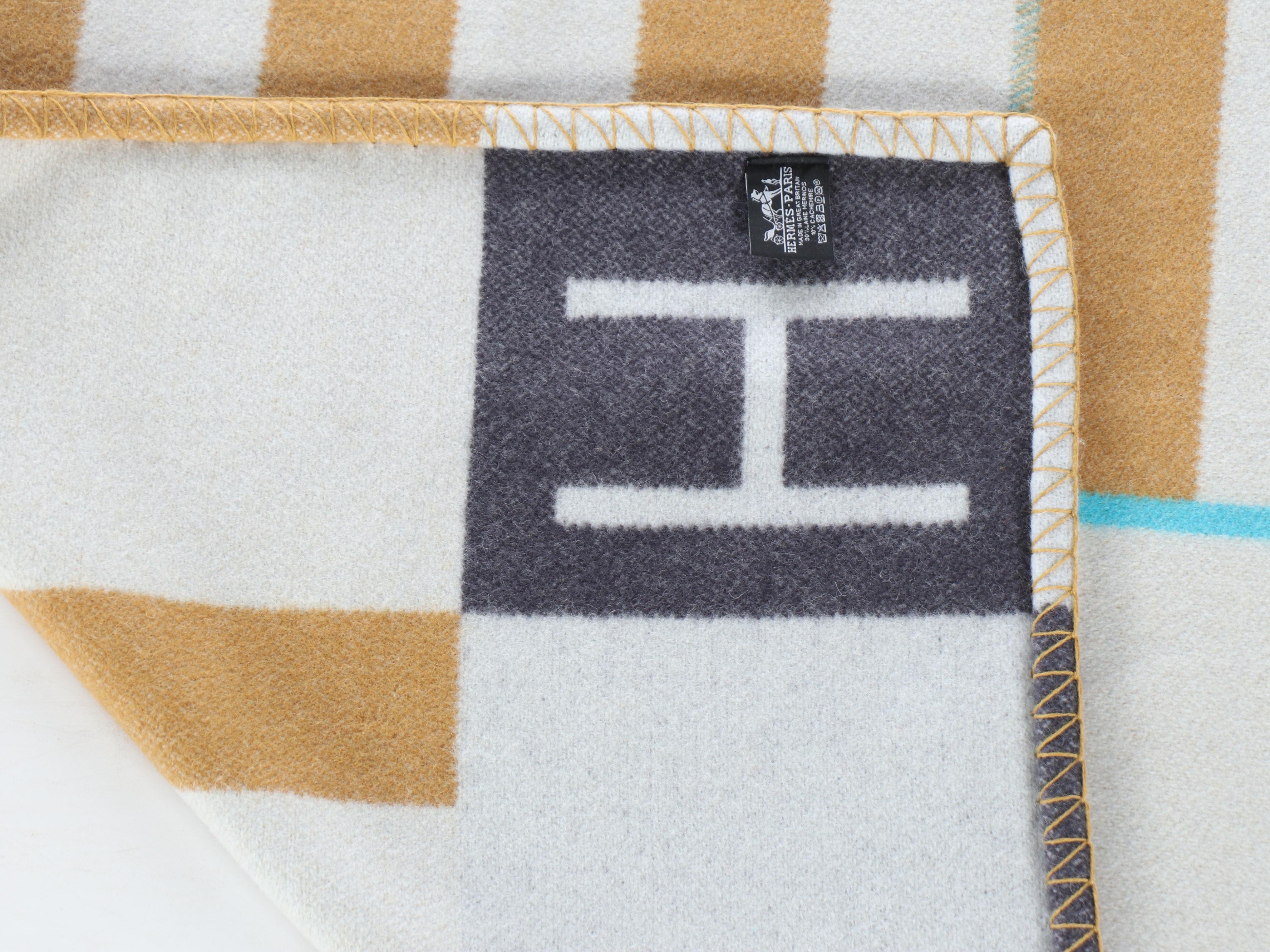 Hermès Merino Wool/Cashmere Avalon H Club Blanket