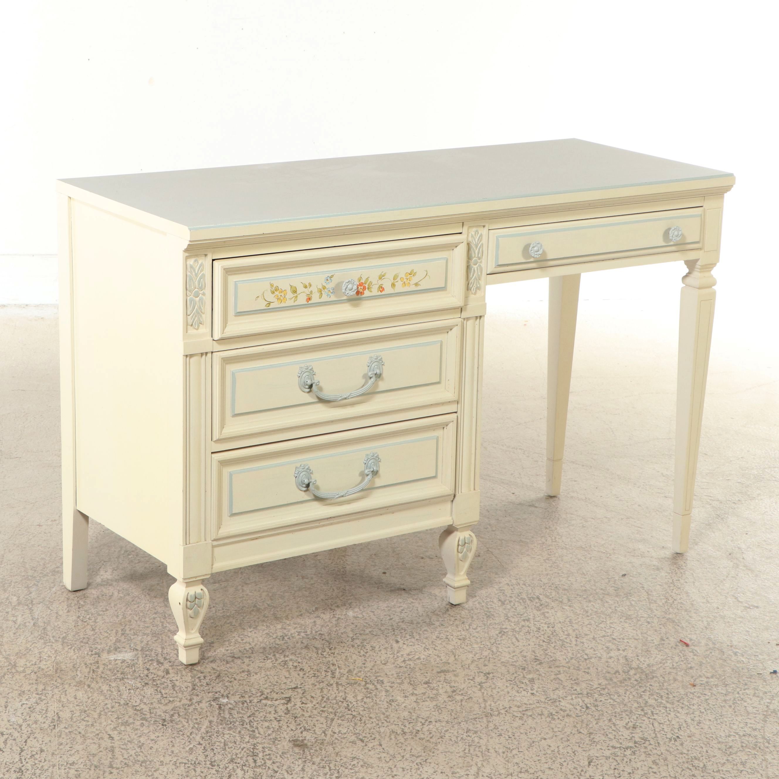 Dixie French Provincial Style Paint-Decorated Wooden Desk