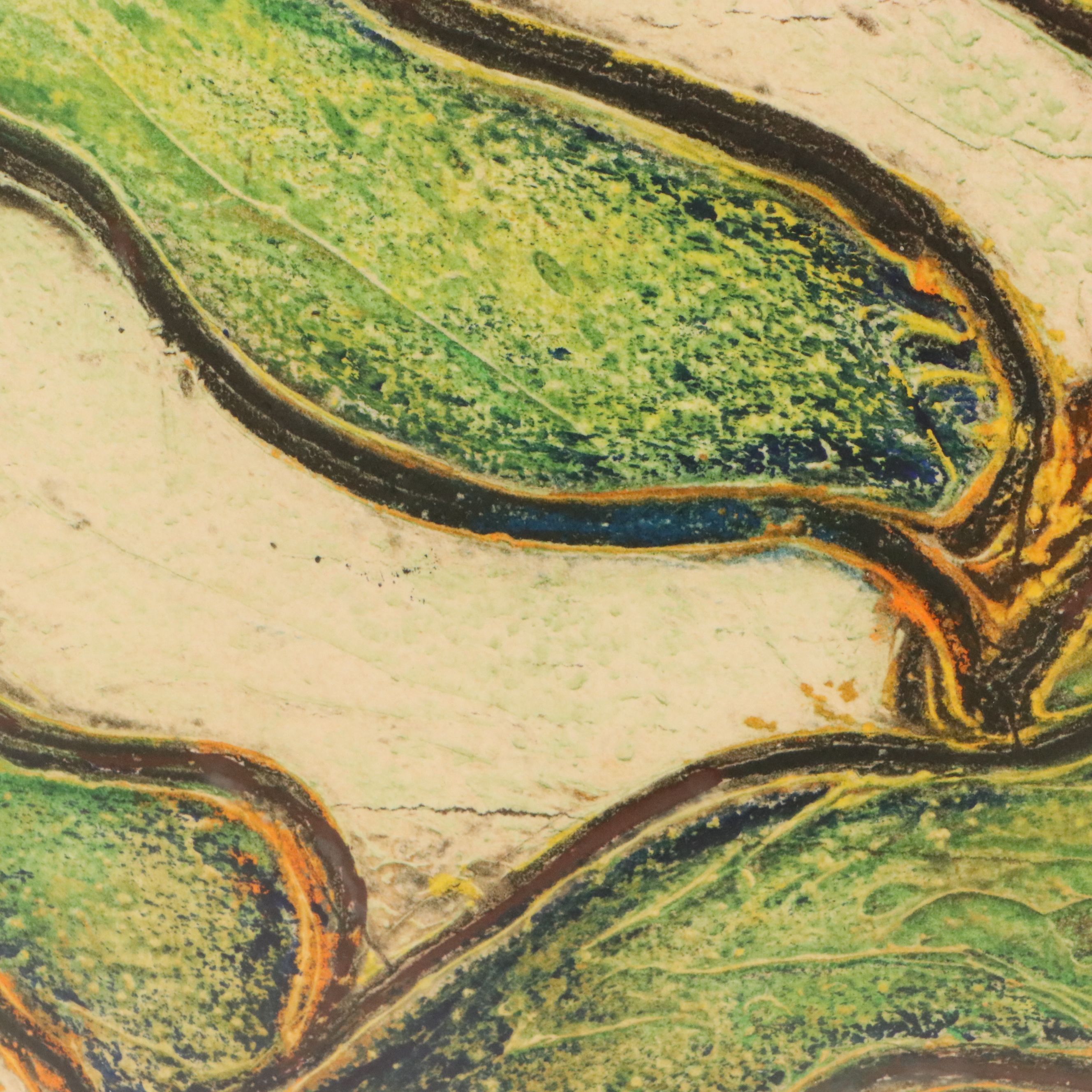 Stylized Etching of Red Ginger Frond, 1986