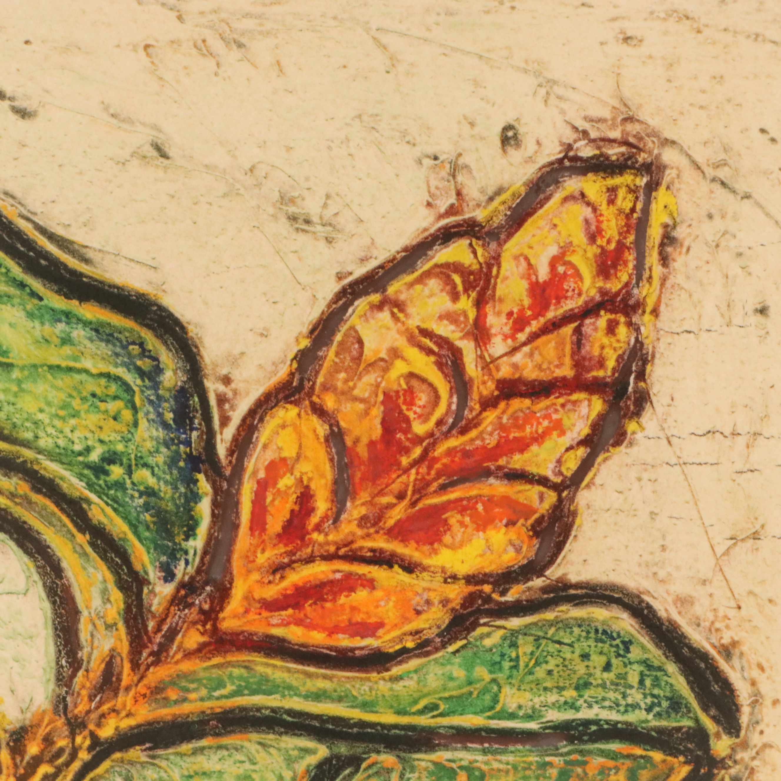 Stylized Etching of Red Ginger Frond, 1986