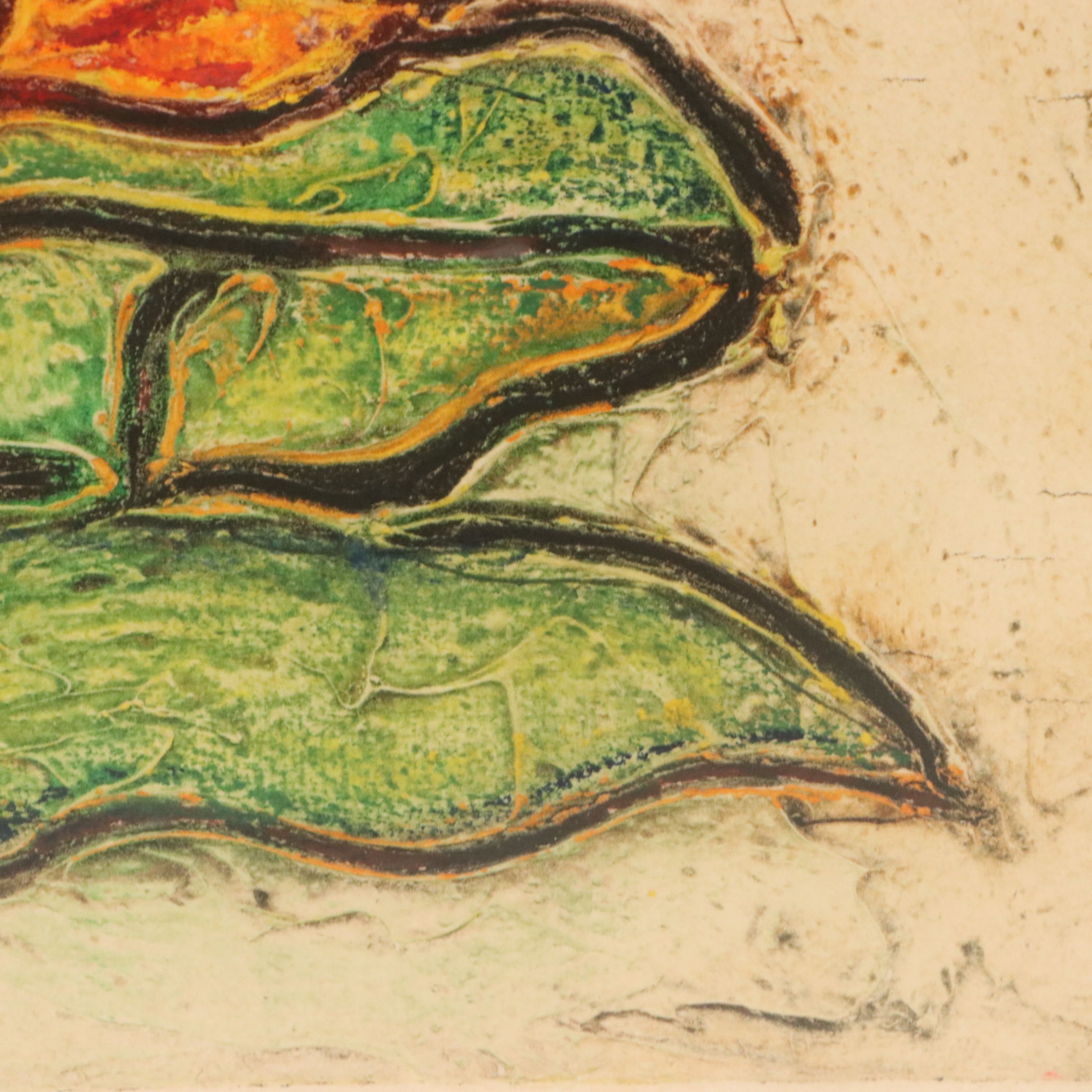 Stylized Etching of Red Ginger Frond, 1986