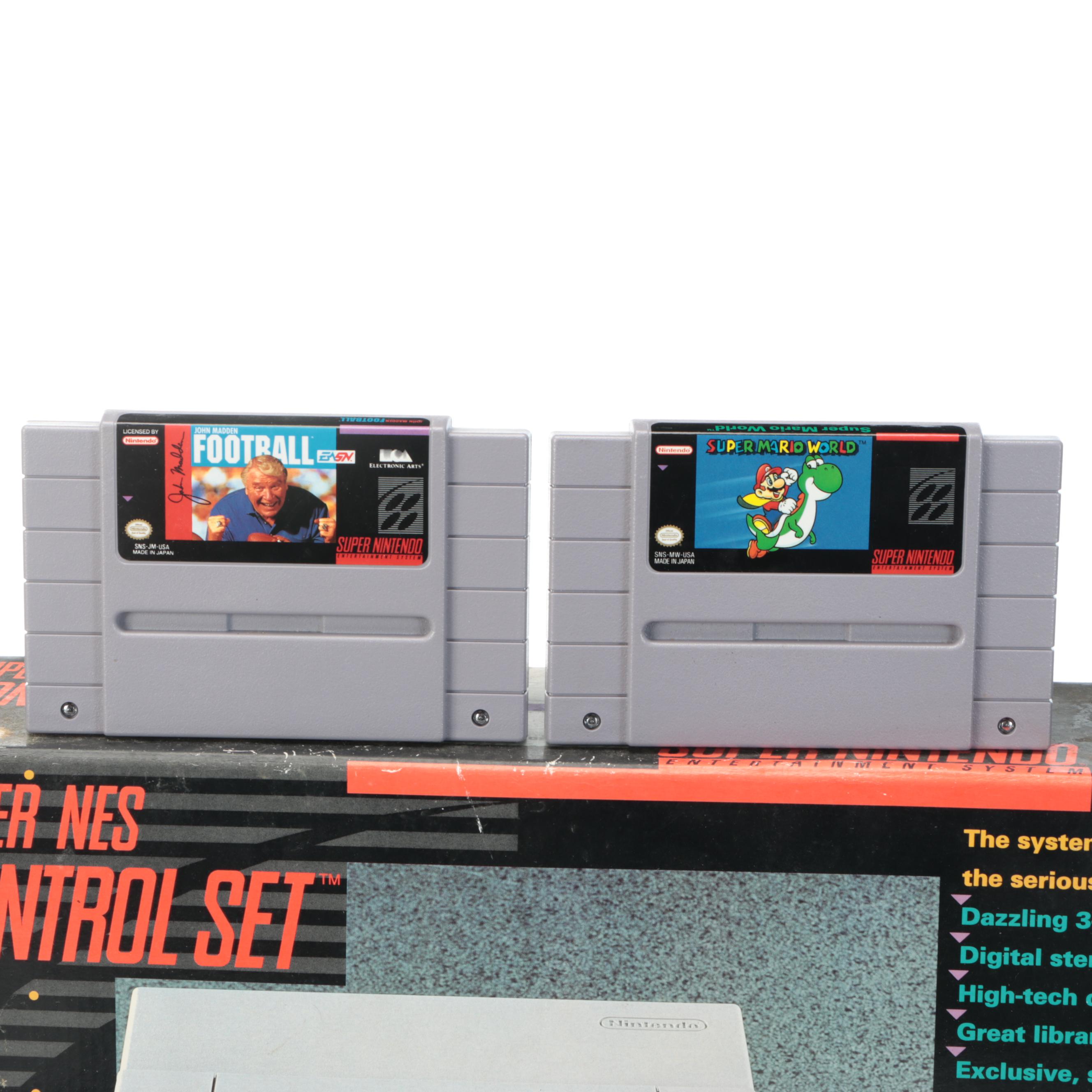 Nintendo Super NES Video Game Console with Accessories and Games, Late 20th C.