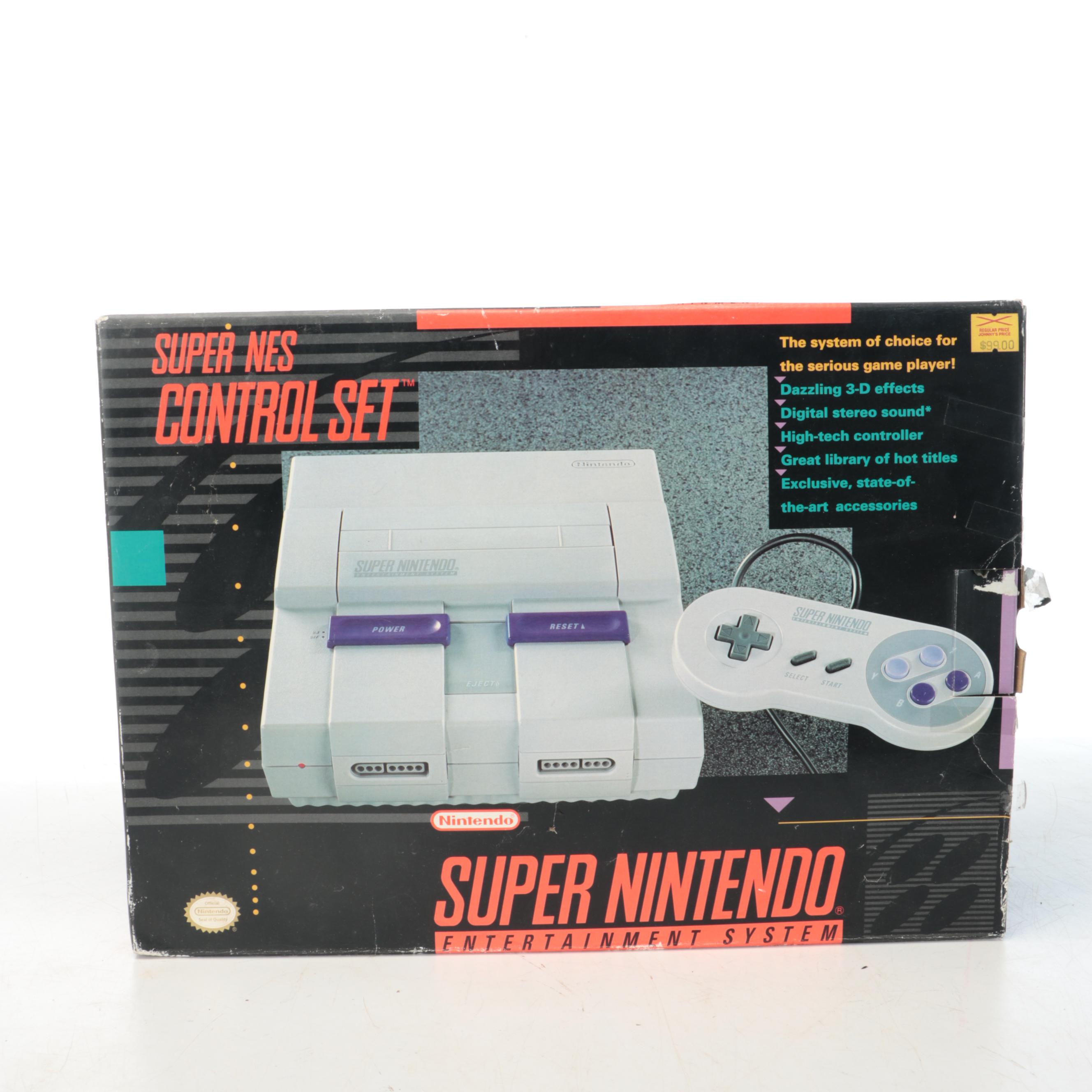 Nintendo Super NES Video Game Console with Accessories and Games, Late 20th C.