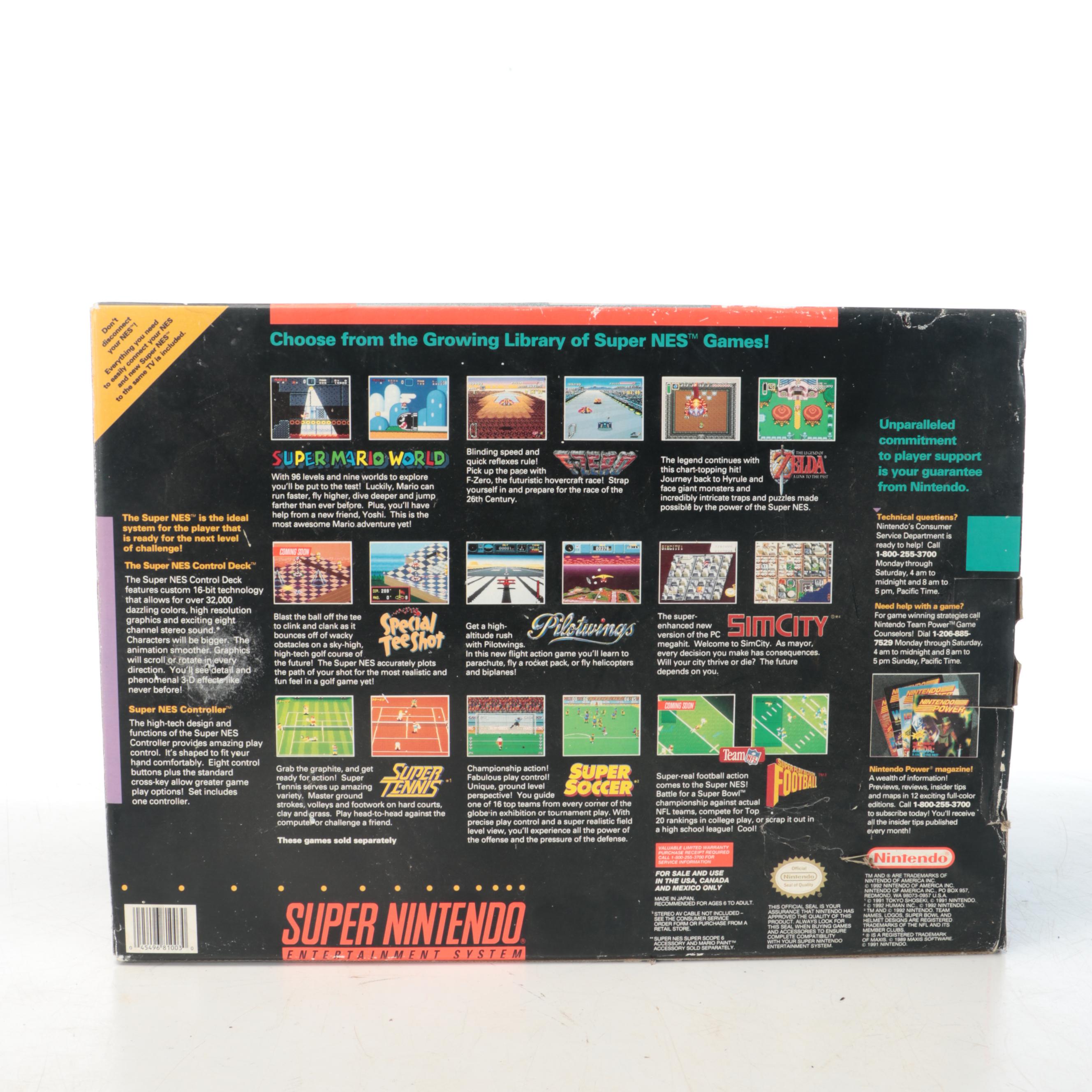 Nintendo Super NES Video Game Console with Accessories and Games, Late 20th C.