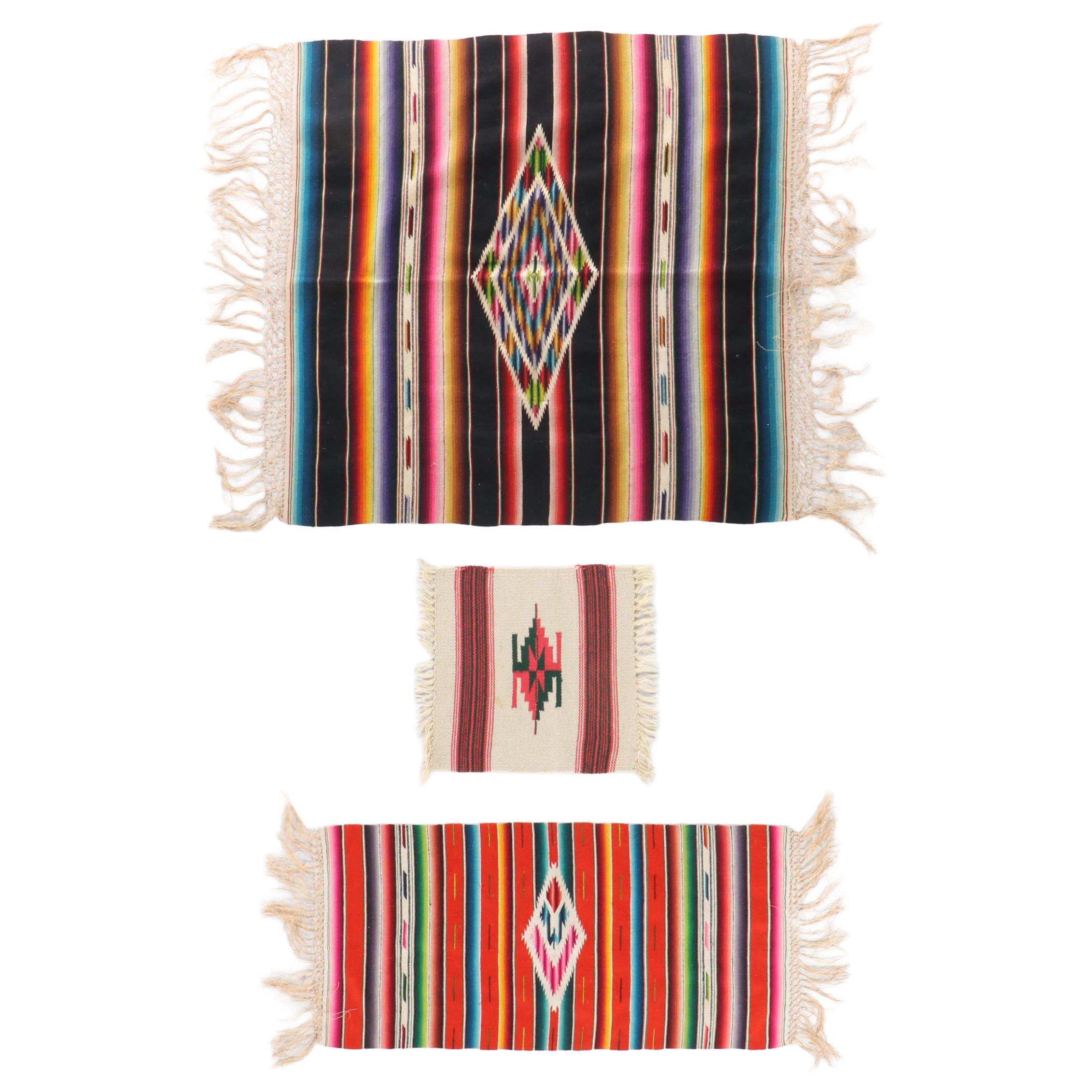 Diamond Patterned Wool Serape and Table Mats