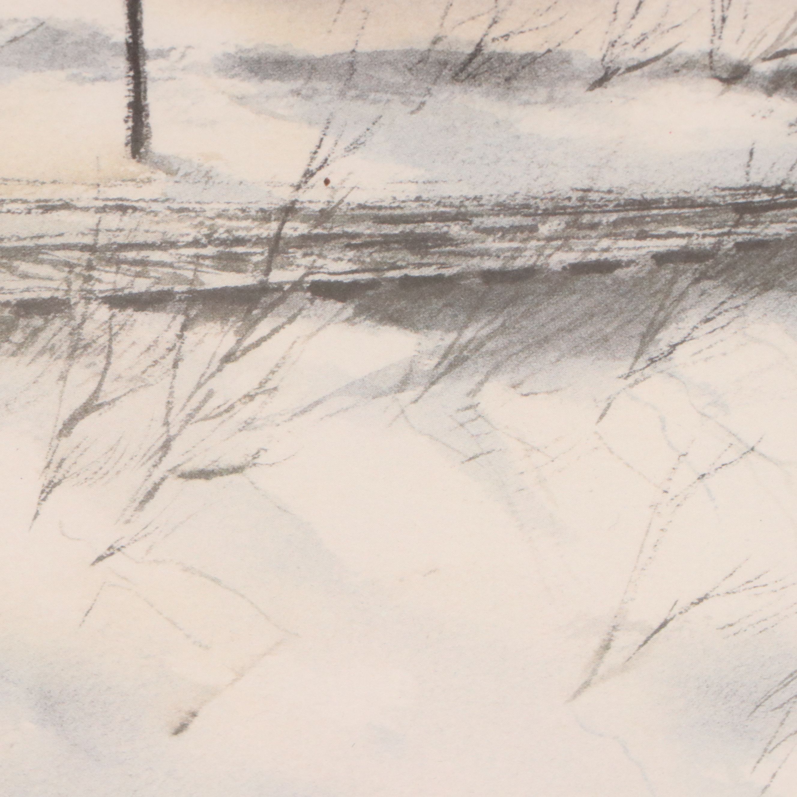 Robert Fabe Offset Lithograph "Old Station," Mid to Late 20th Century