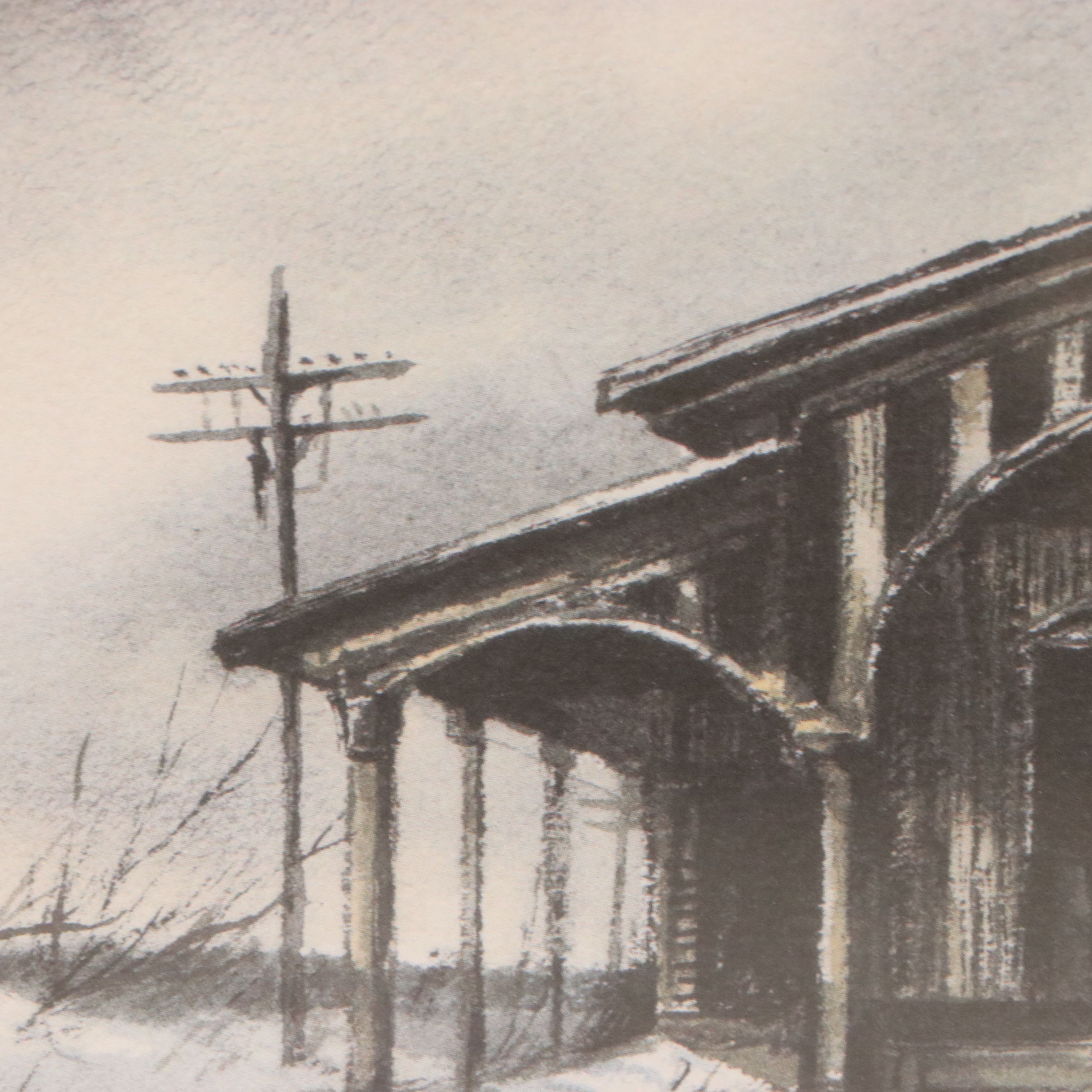 Robert Fabe Offset Lithograph "Old Station," Mid to Late 20th Century