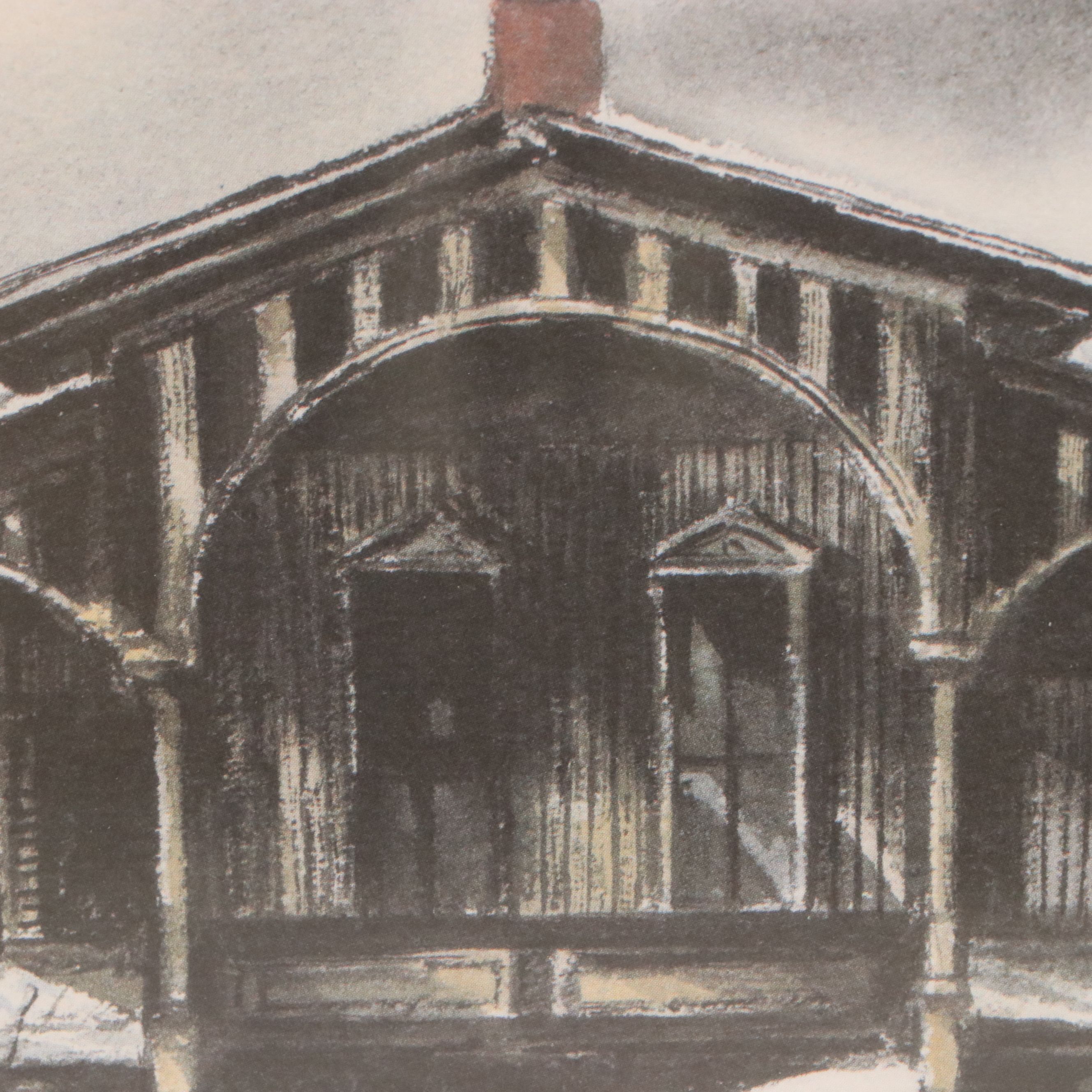 Robert Fabe Offset Lithograph "Old Station," Mid to Late 20th Century