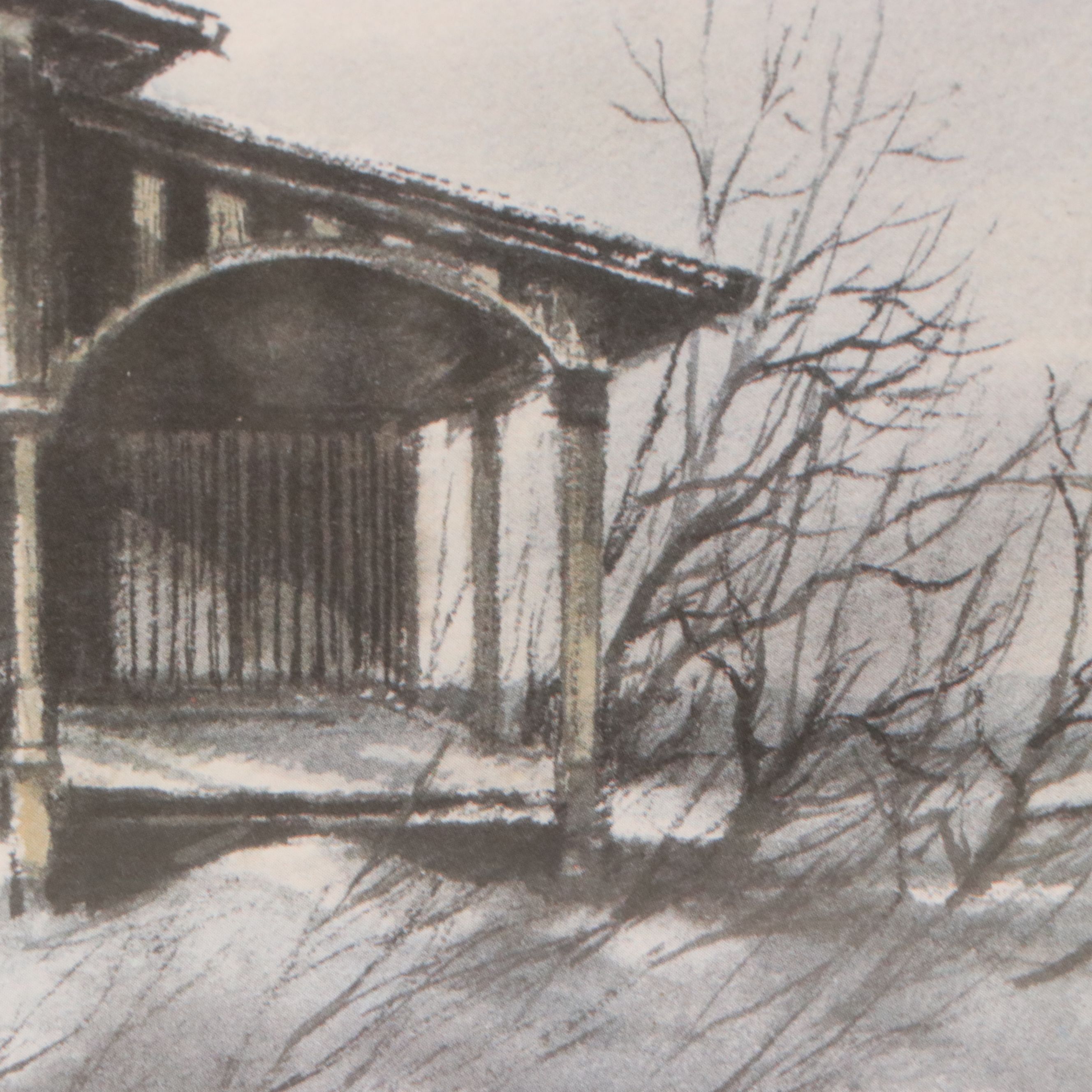 Robert Fabe Offset Lithograph "Old Station," Mid to Late 20th Century