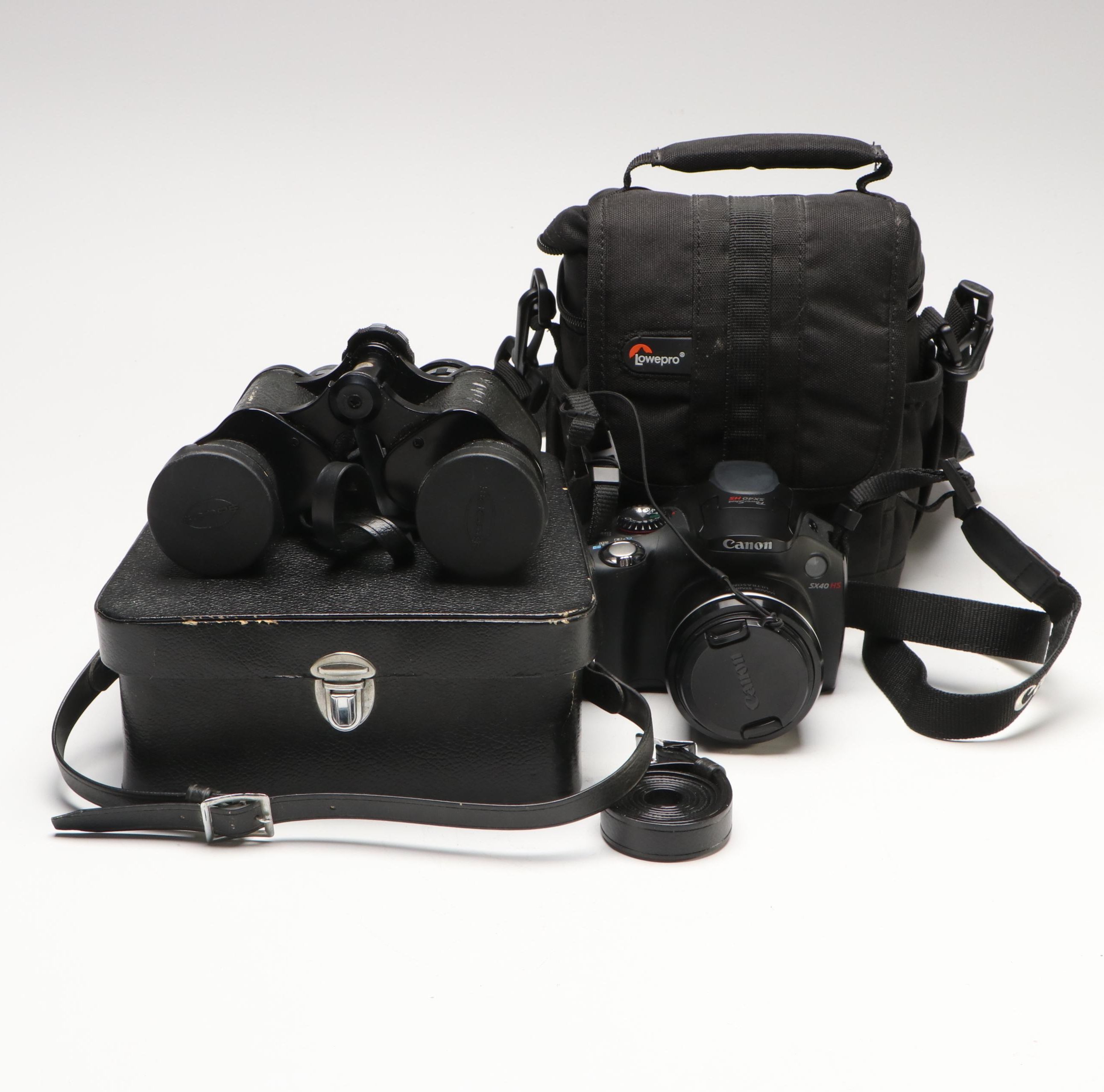 Canon PowerShot SX40 HS Digital Camera with Scope Binoculars and Cases