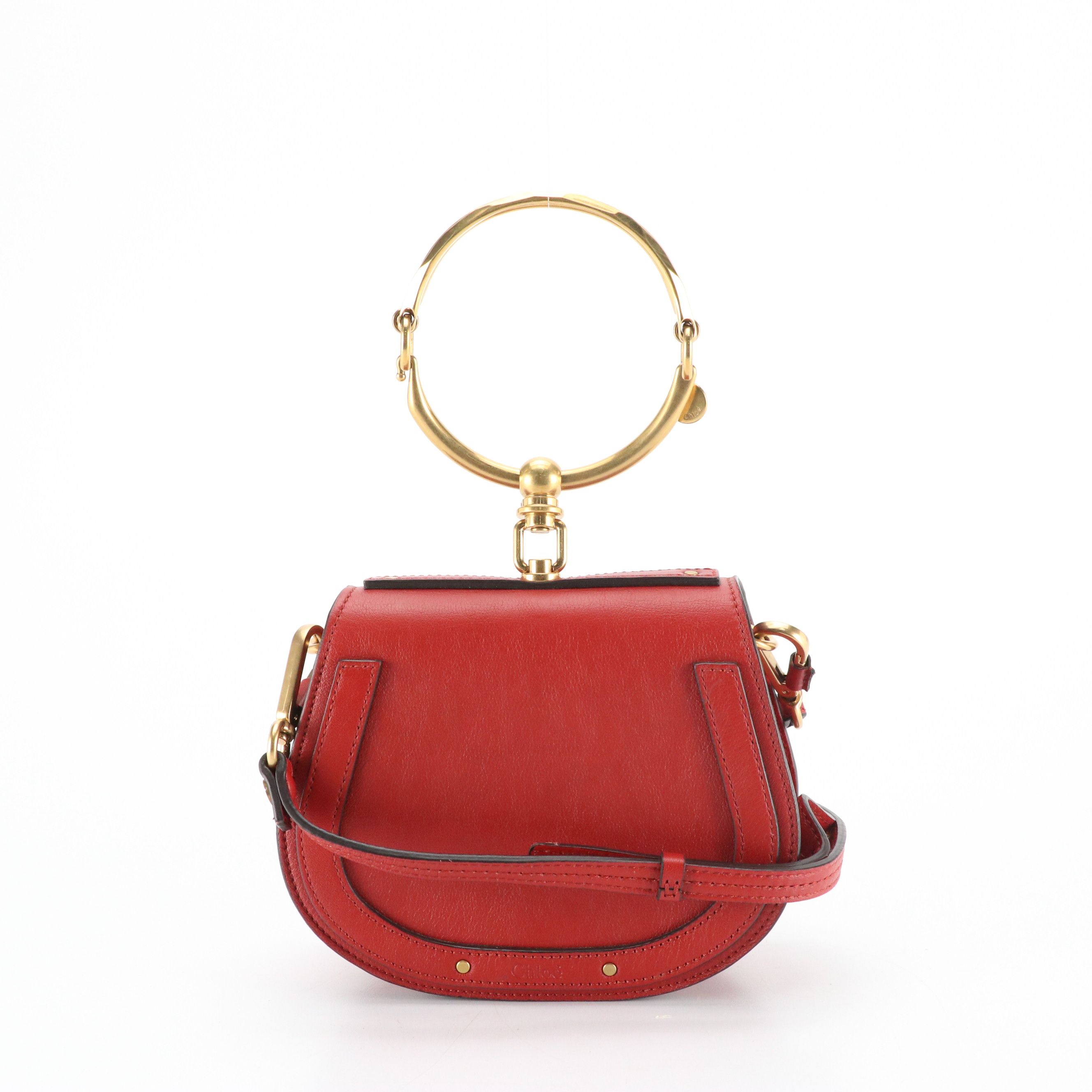 Chloé Small Nile Crossbody Bracelet Bag in Red Leather and Suede