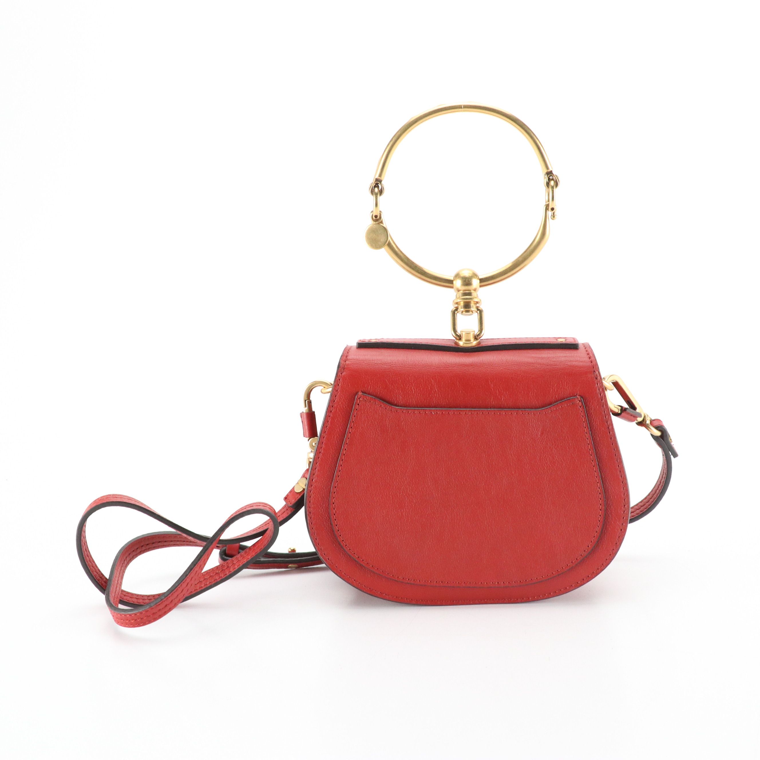 Chloé Small Nile Crossbody Bracelet Bag in Red Leather and Suede
