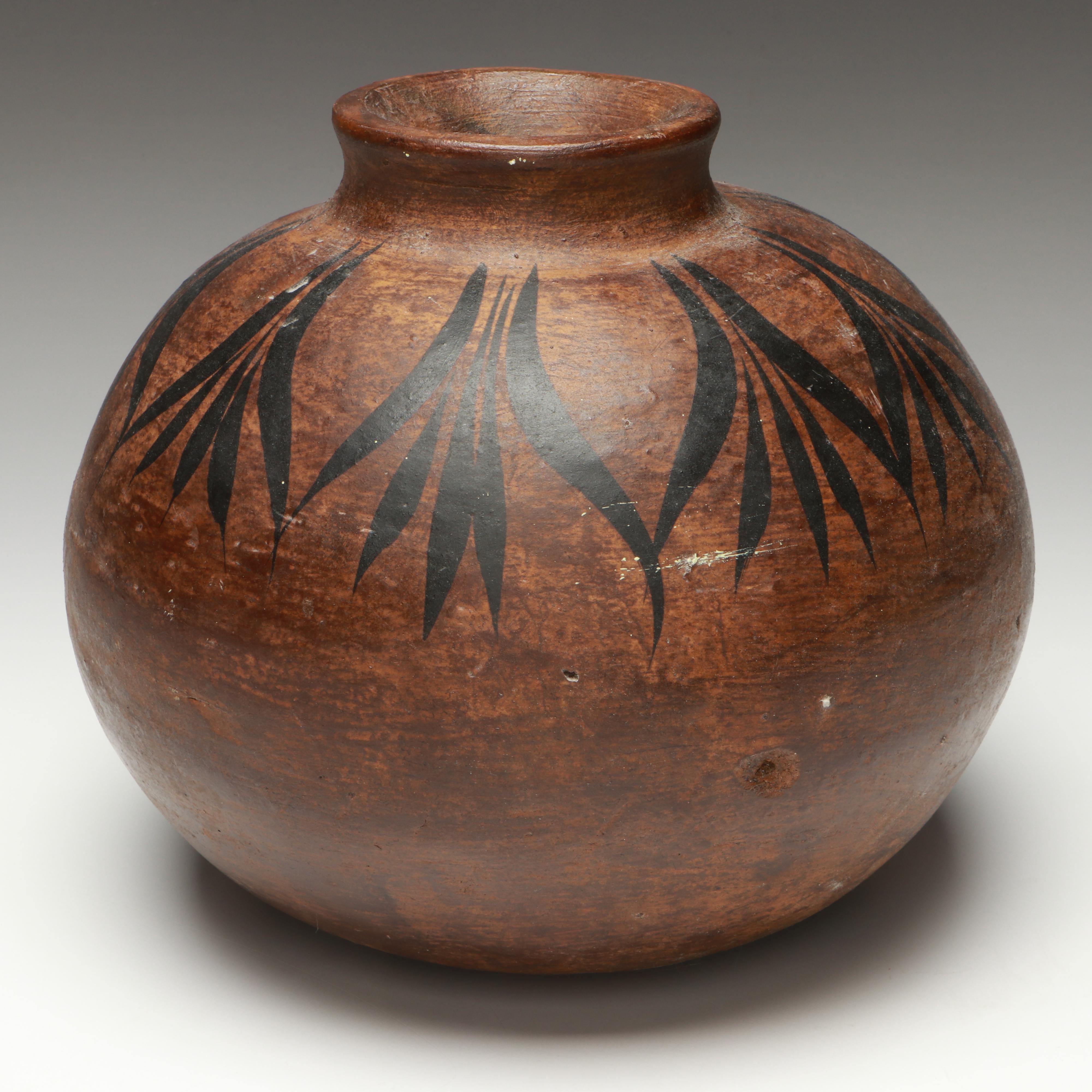 Indigenous Inspired Hand-Painted Art Pottery Vessel