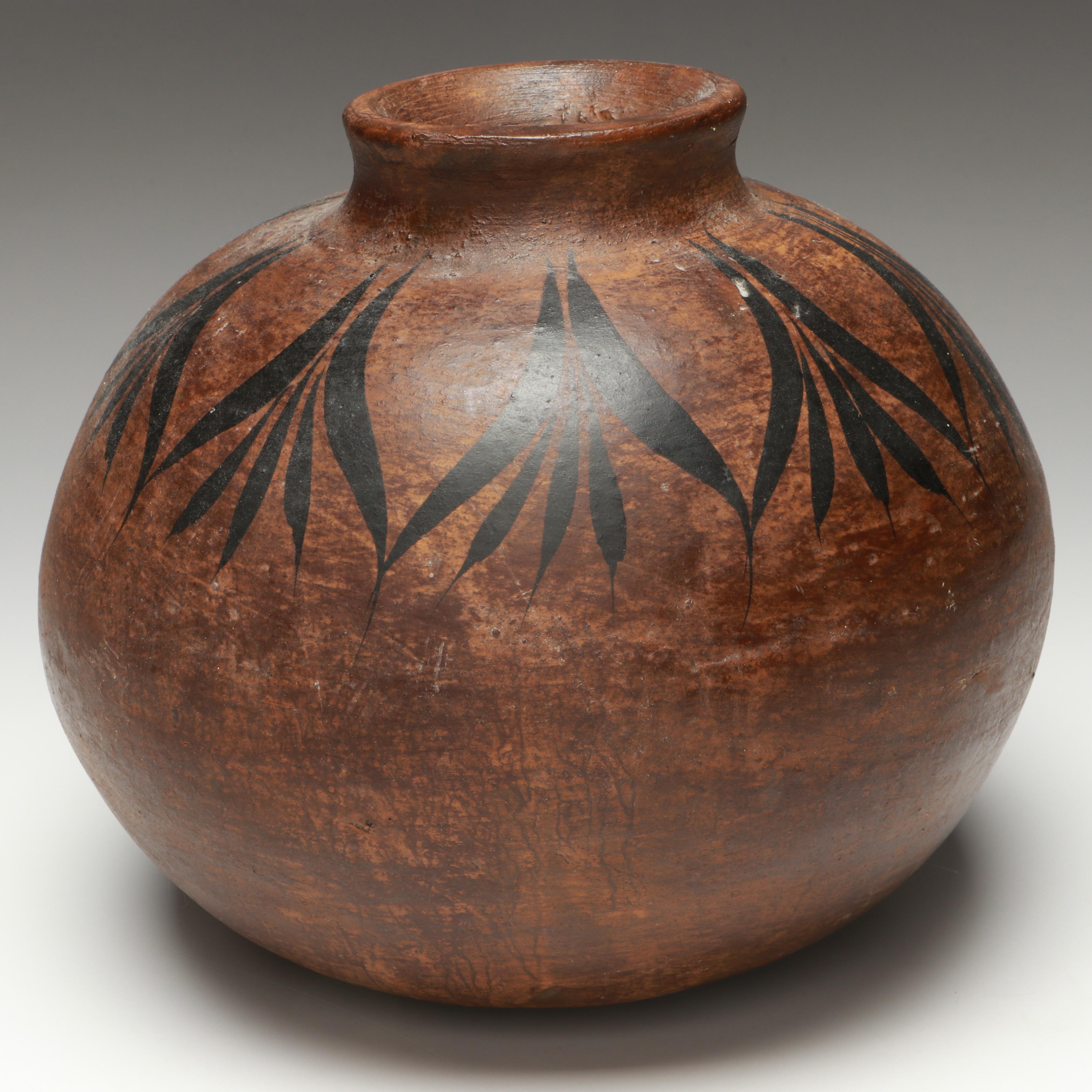 Indigenous Inspired Hand-Painted Art Pottery Vessel