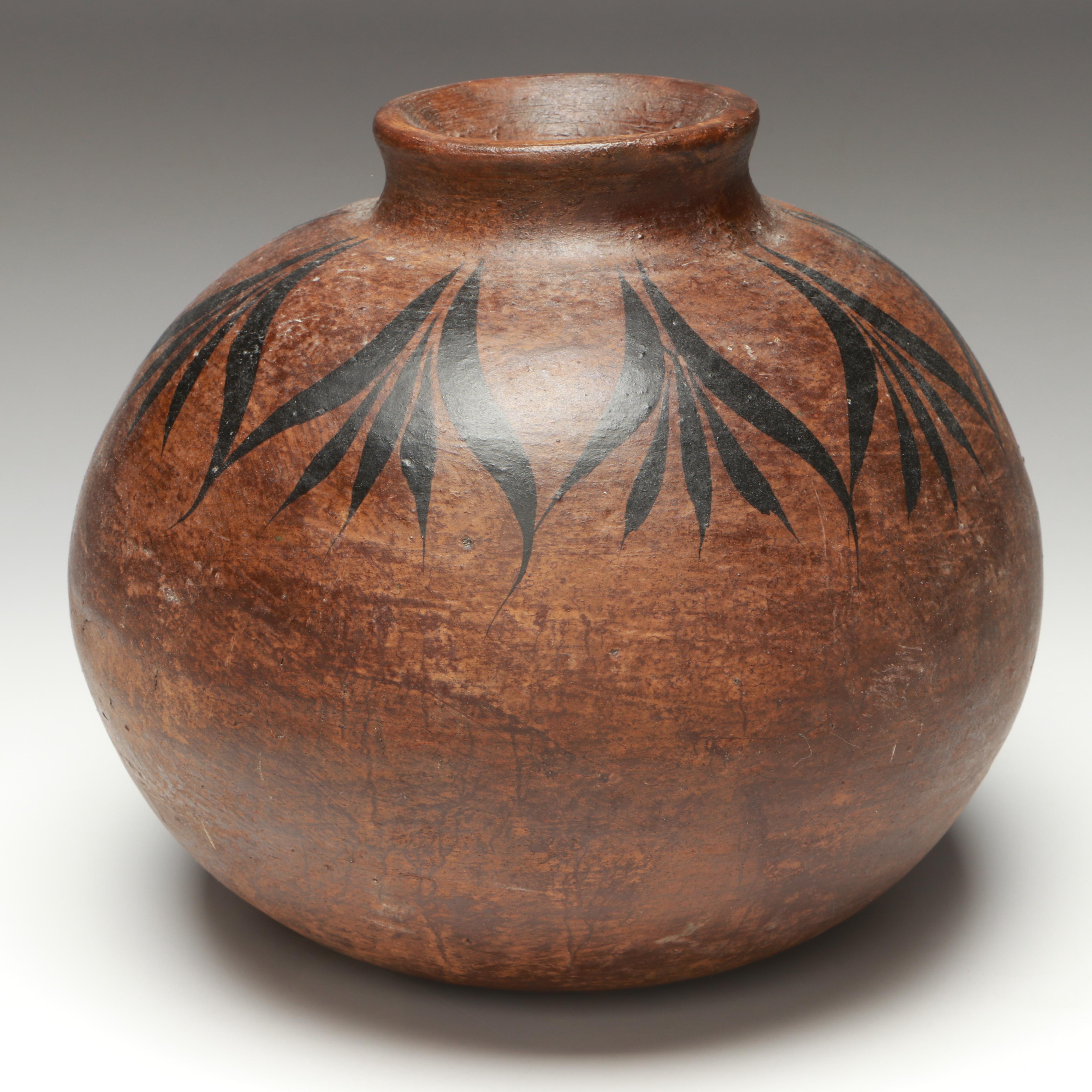 Indigenous Inspired Hand-Painted Art Pottery Vessel