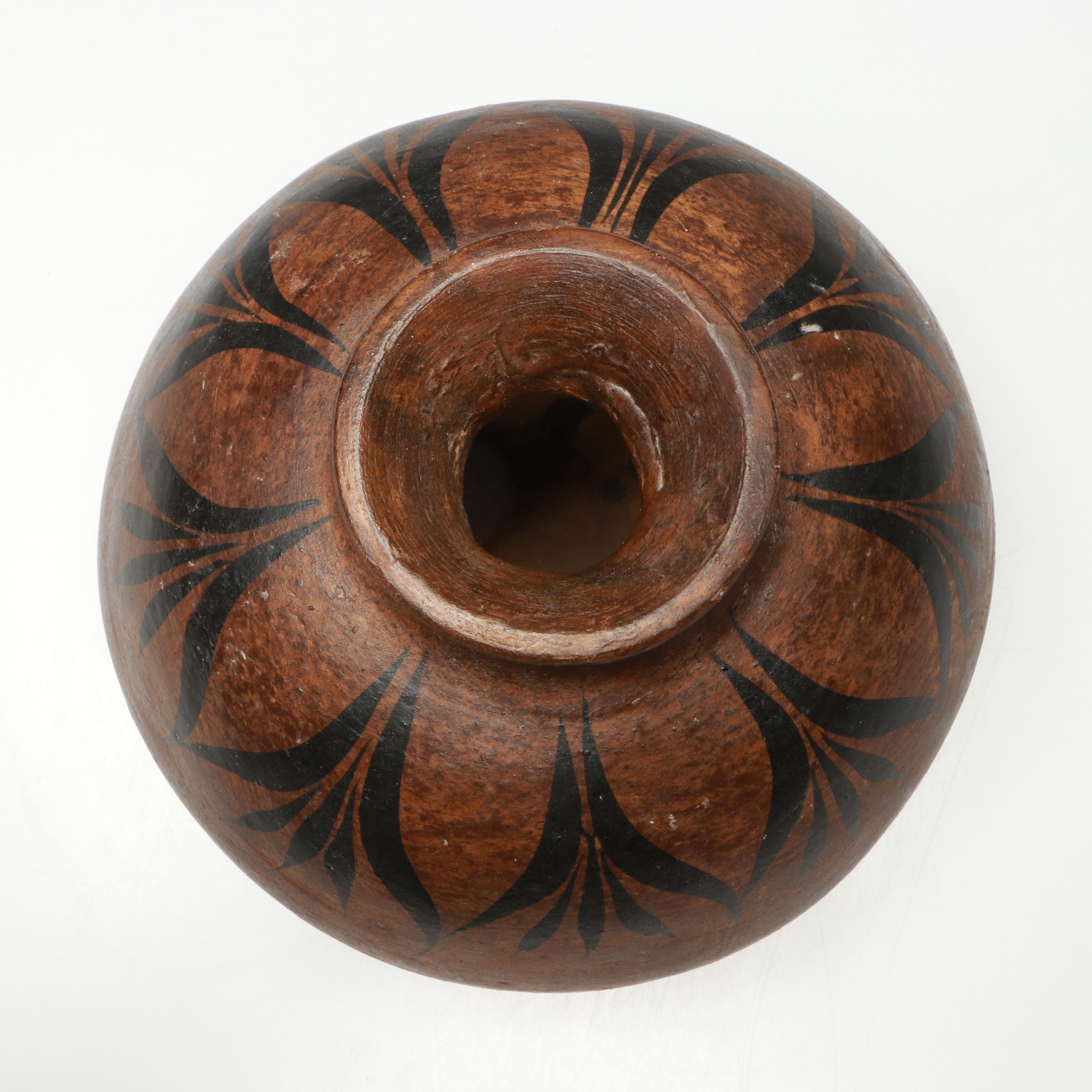 Indigenous Inspired Hand-Painted Art Pottery Vessel