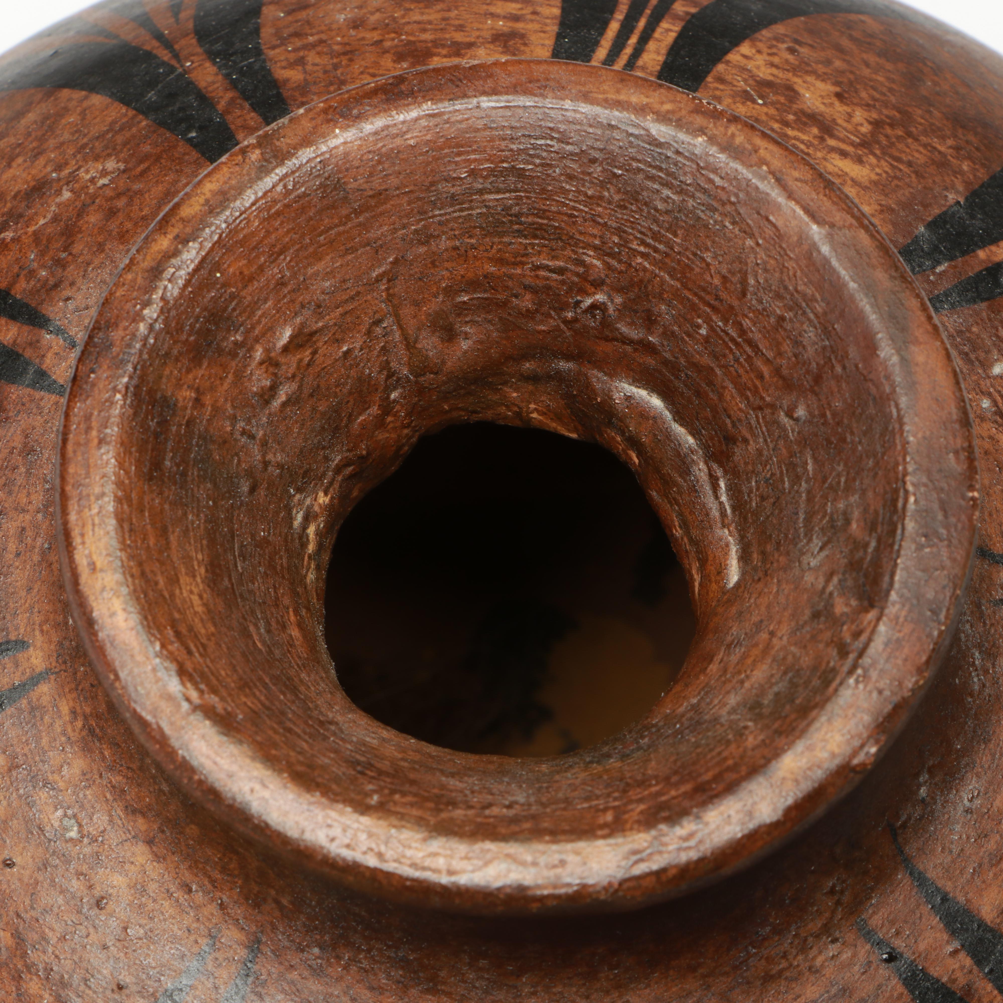 Indigenous Inspired Hand-Painted Art Pottery Vessel