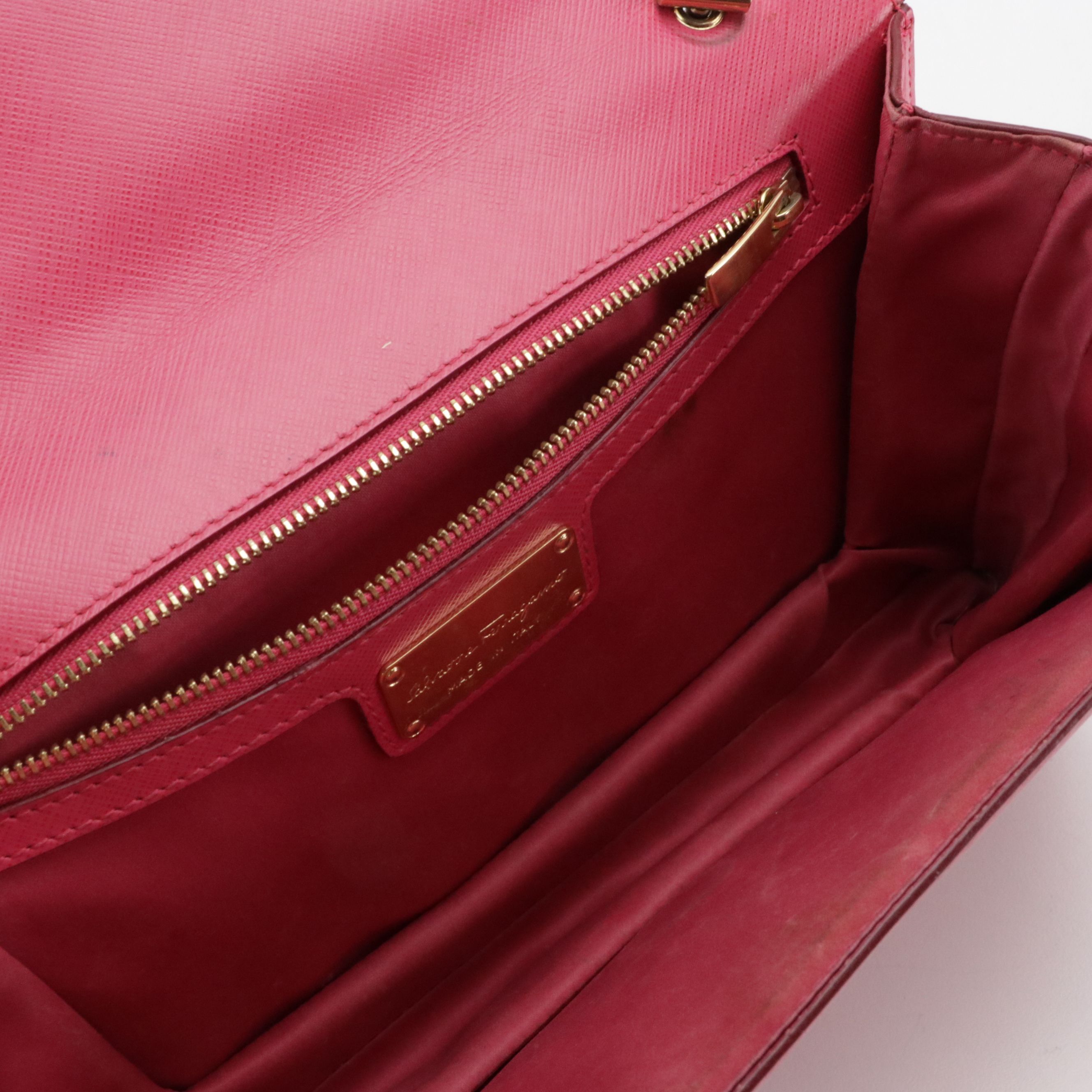 Salvatore Ferragamo Vara Ribbon Crossbody Bag in Hot Pink Saffiano Leather