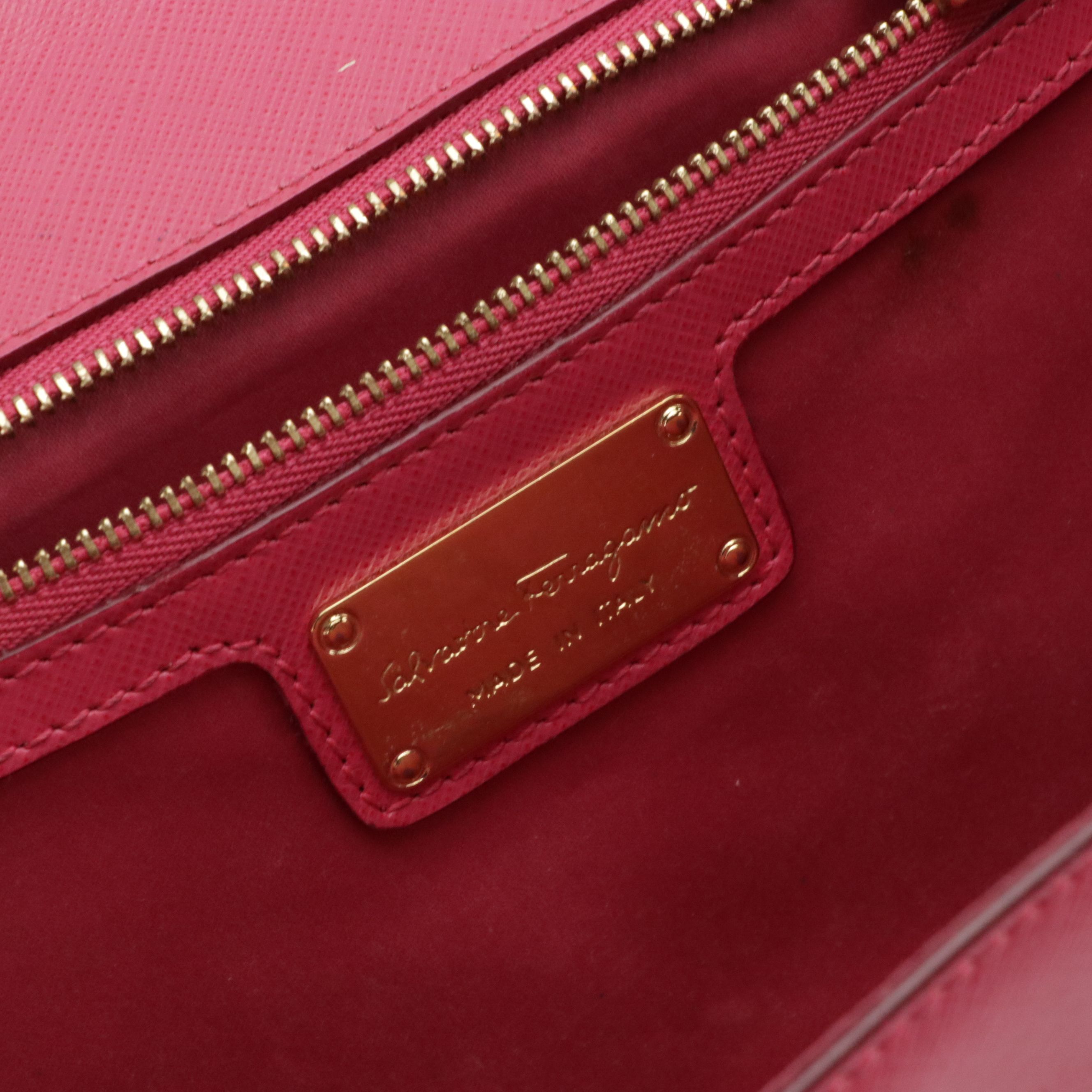 Salvatore Ferragamo Vara Ribbon Crossbody Bag in Hot Pink Saffiano Leather