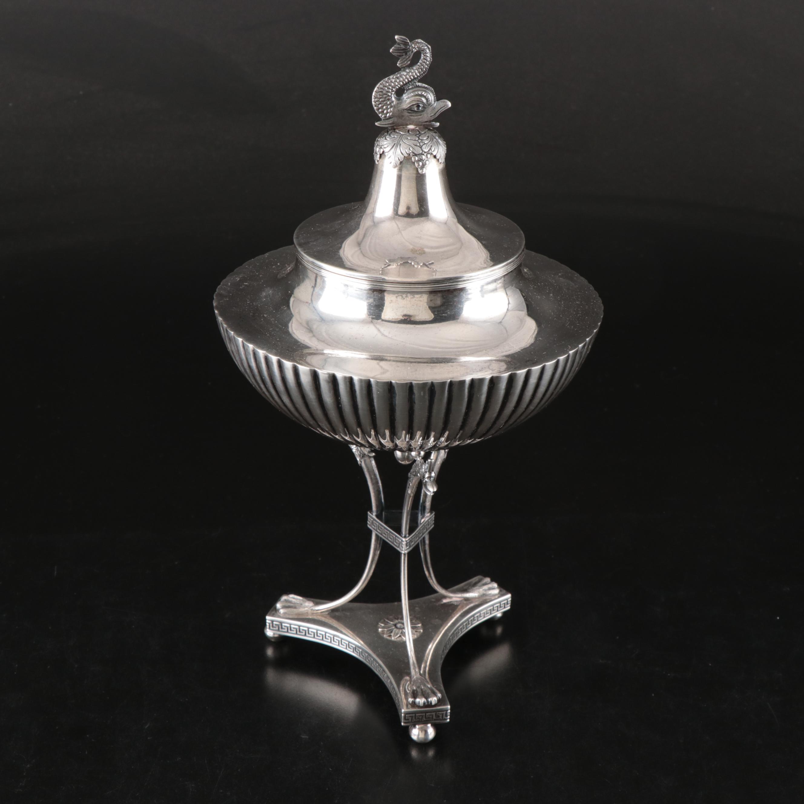 Empire Style Silver Finish Pedestal Bowl with More Table Accessories