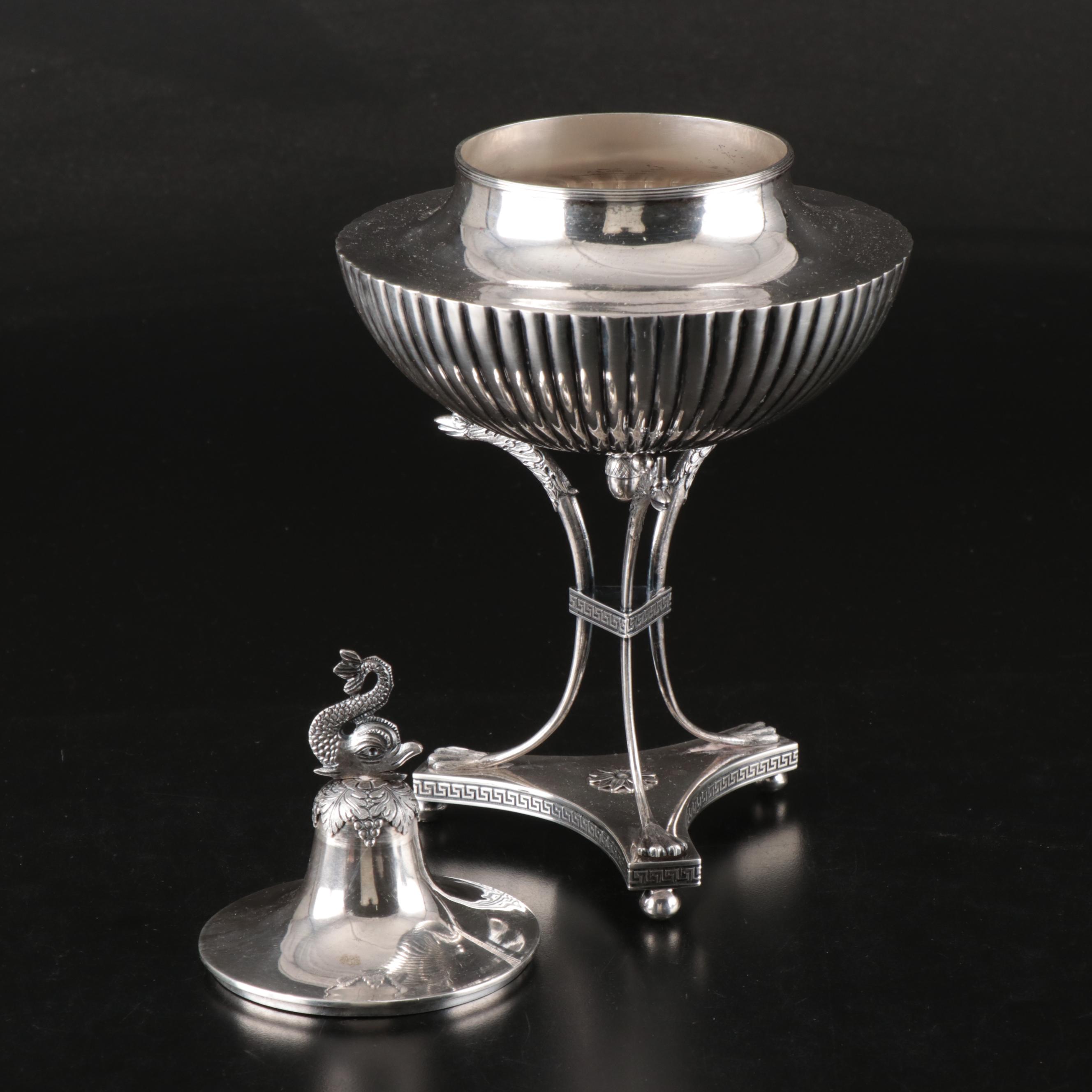 Empire Style Silver Finish Pedestal Bowl with More Table Accessories