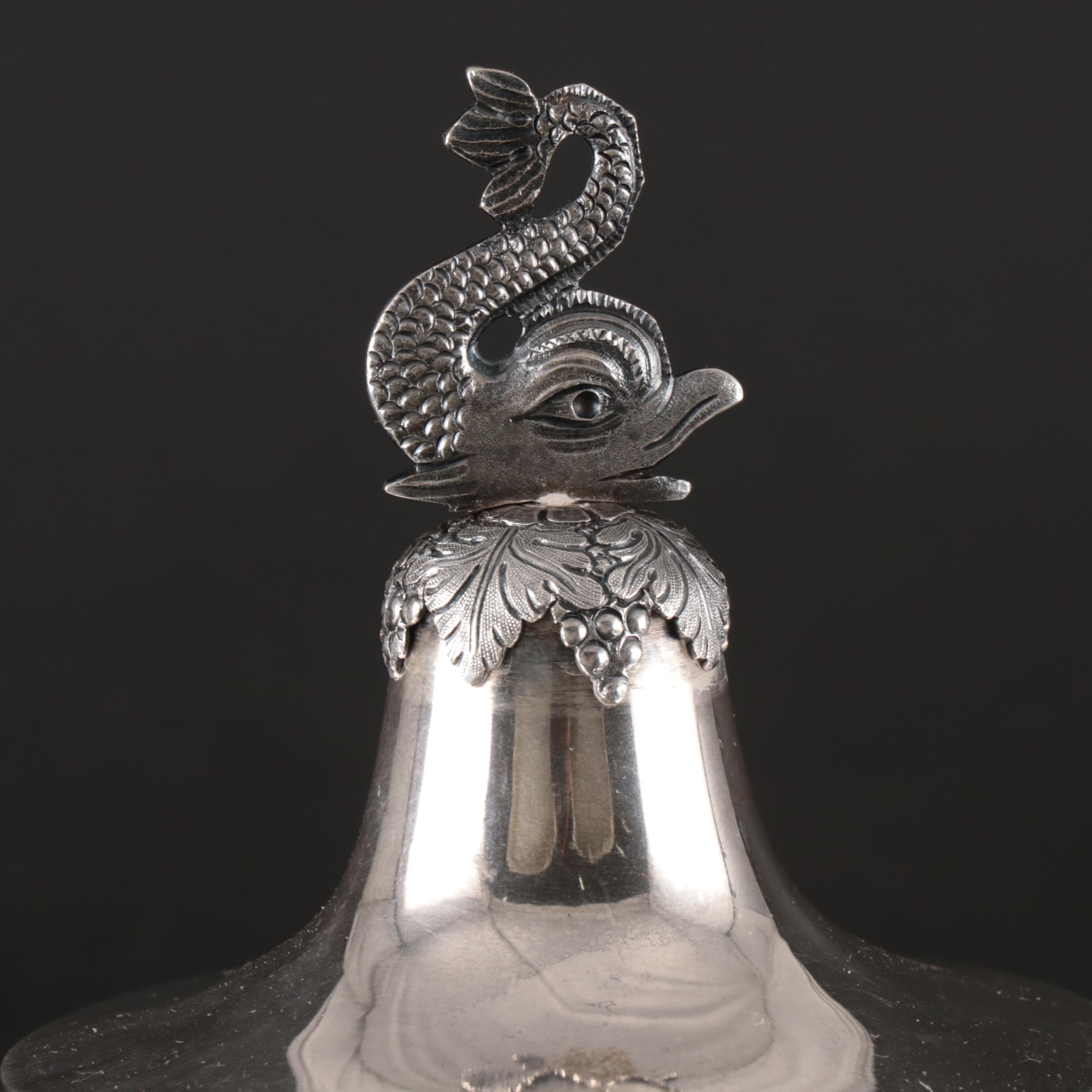 Empire Style Silver Finish Pedestal Bowl with More Table Accessories