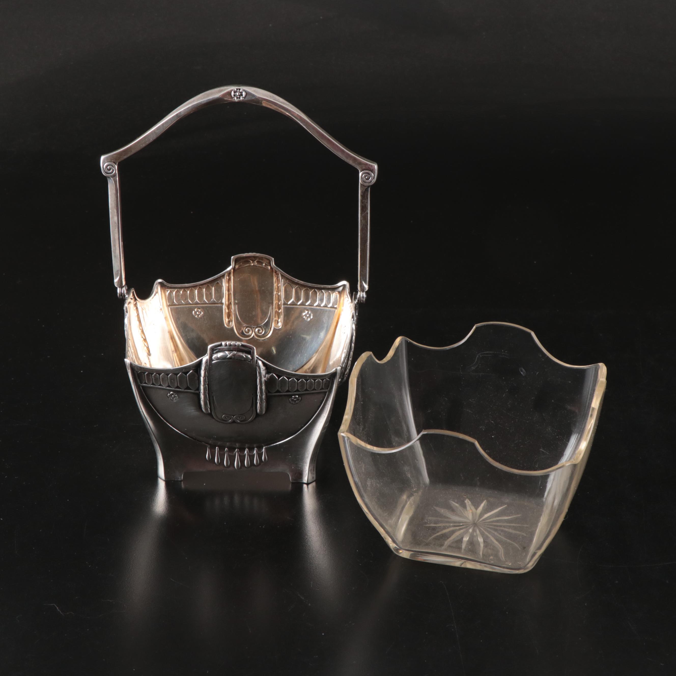 Empire Style Silver Finish Pedestal Bowl with More Table Accessories